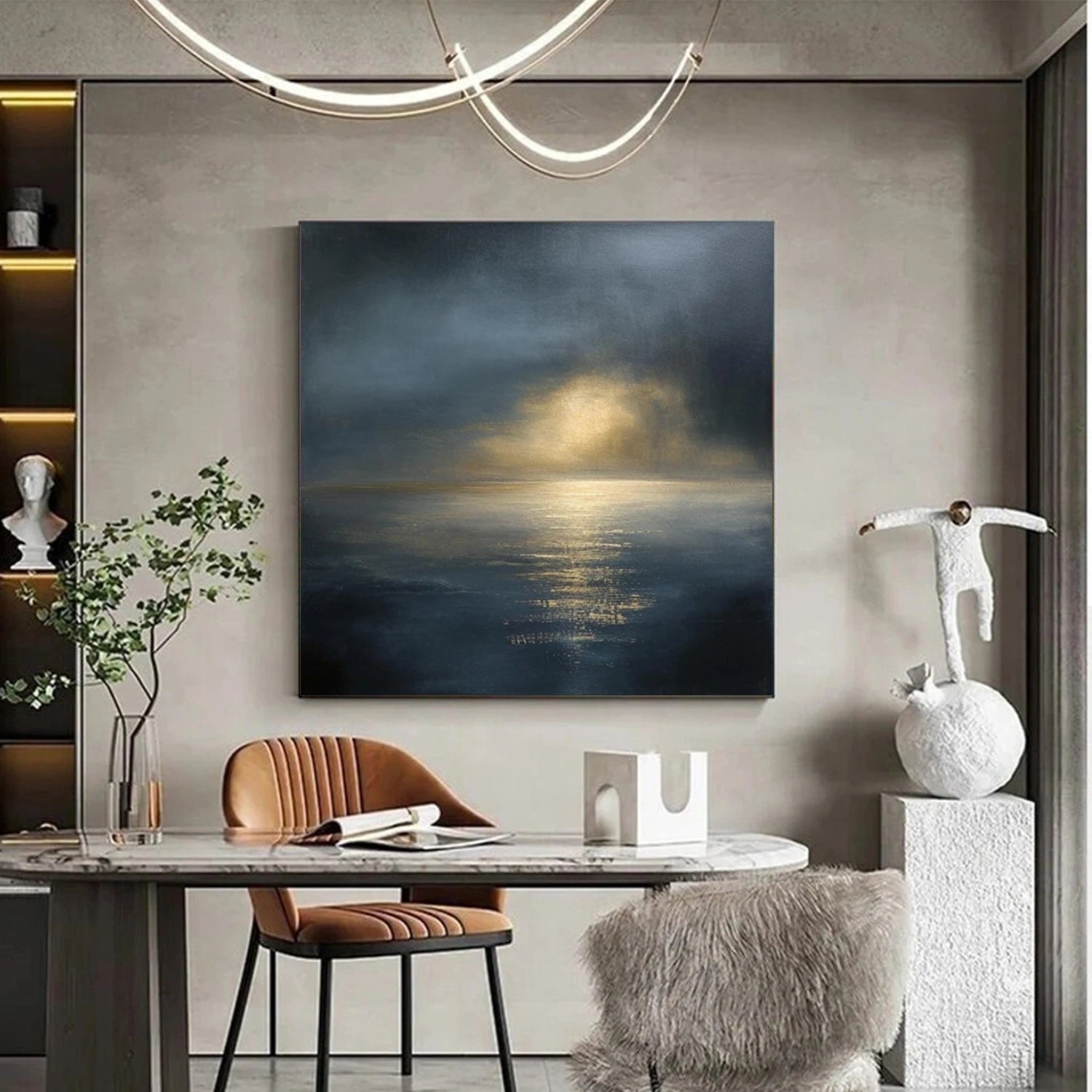 Ocean And Sky Abstract Wall Art #OS069