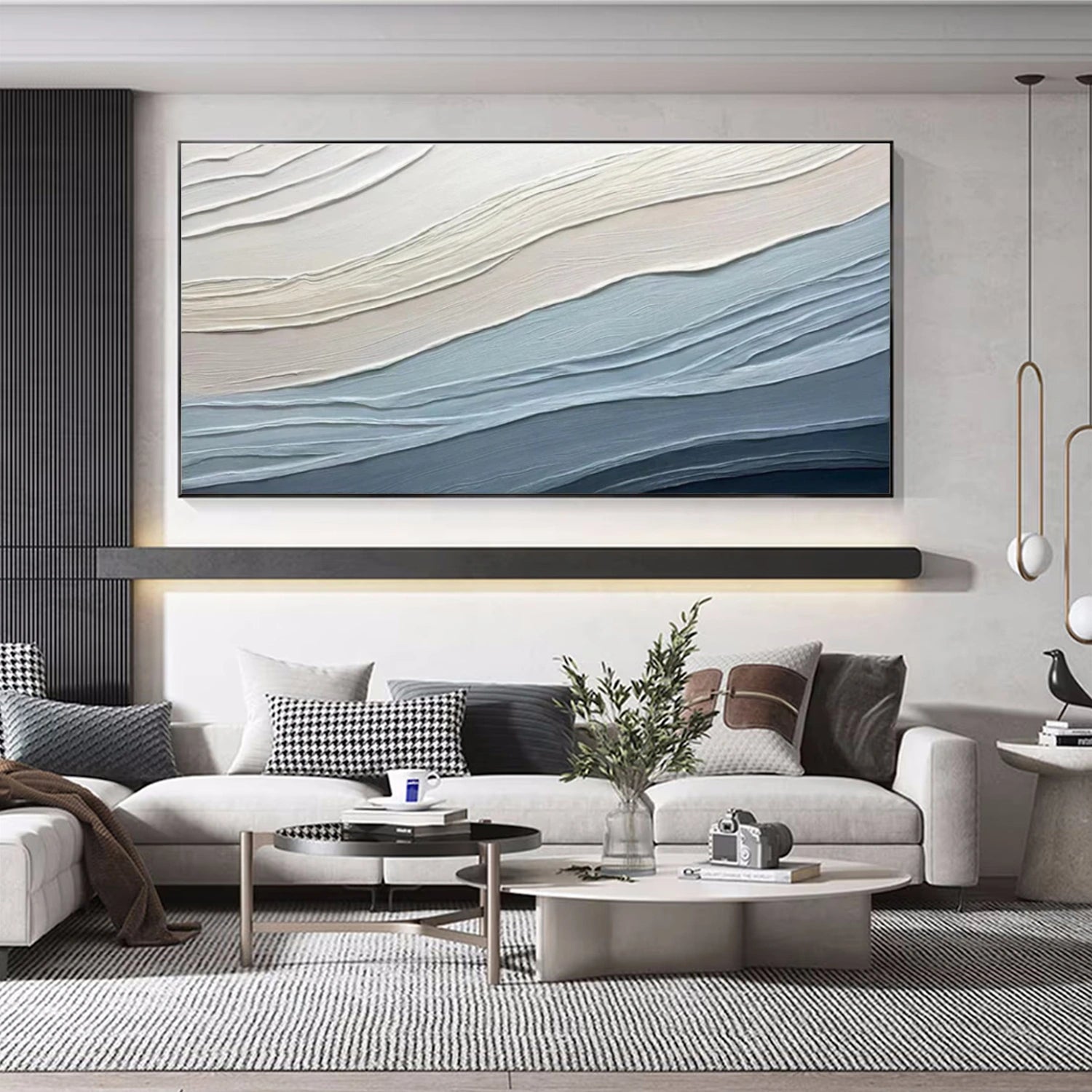 Blue Minimalist Textured Canvas Art #MT138