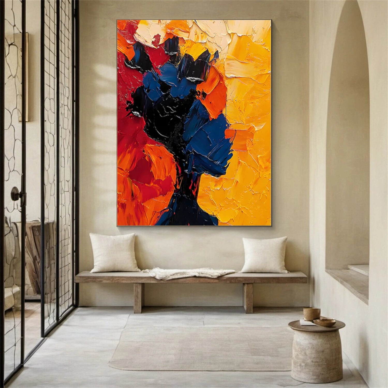 Abstract Portrait Textured Canvas Art #AE048