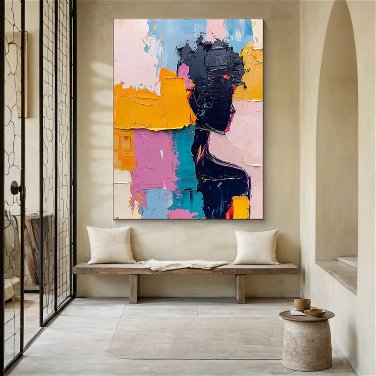 Abstract Portrait Textured Canvas Art #AE043
