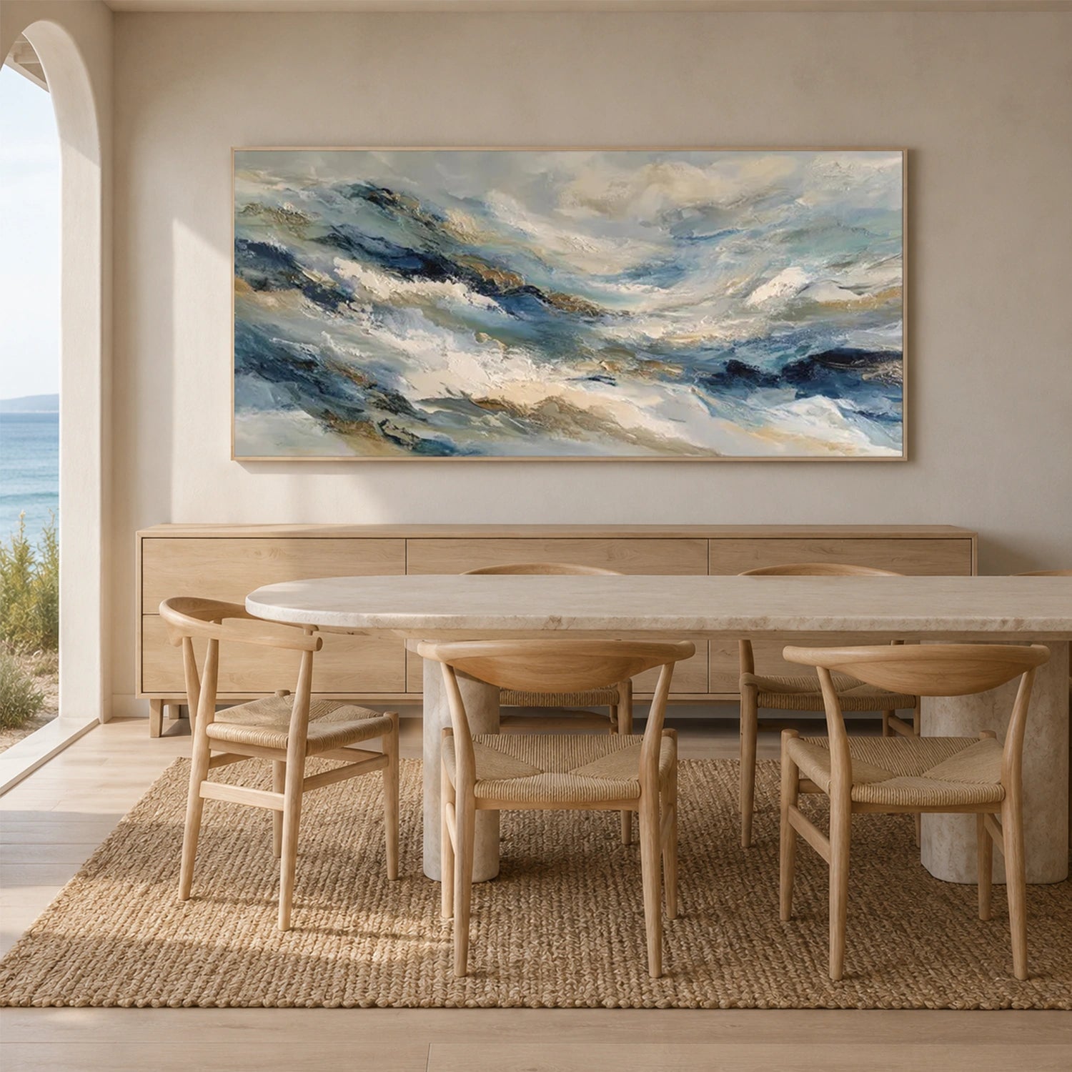 Ocean And Sky Abstract Textured Wall Art #OS200