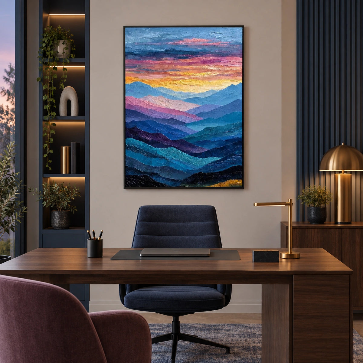 Abstract Mountain Textured Canvas Art #MO078