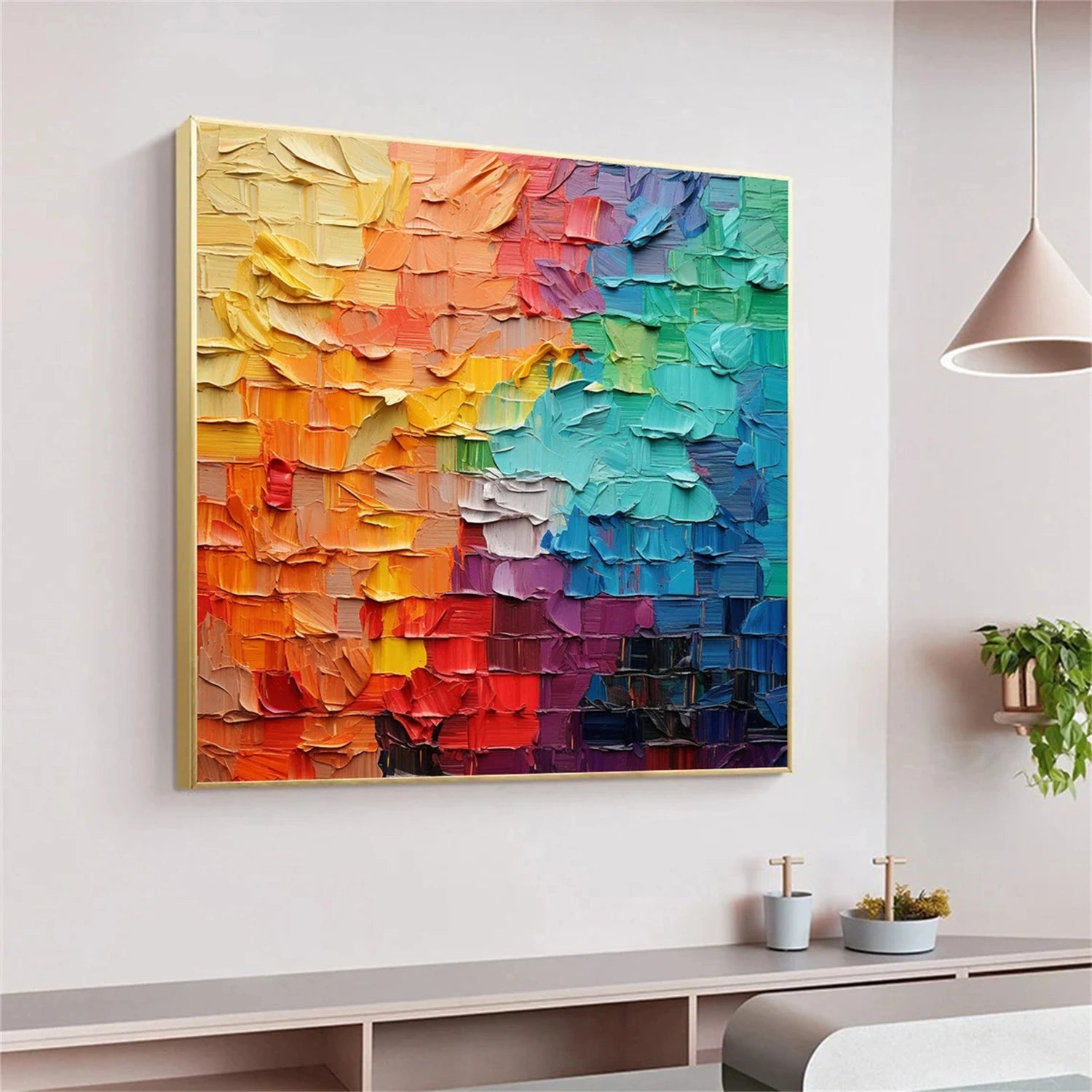 Colorful Abstract Textured Painting Canvas #AT076