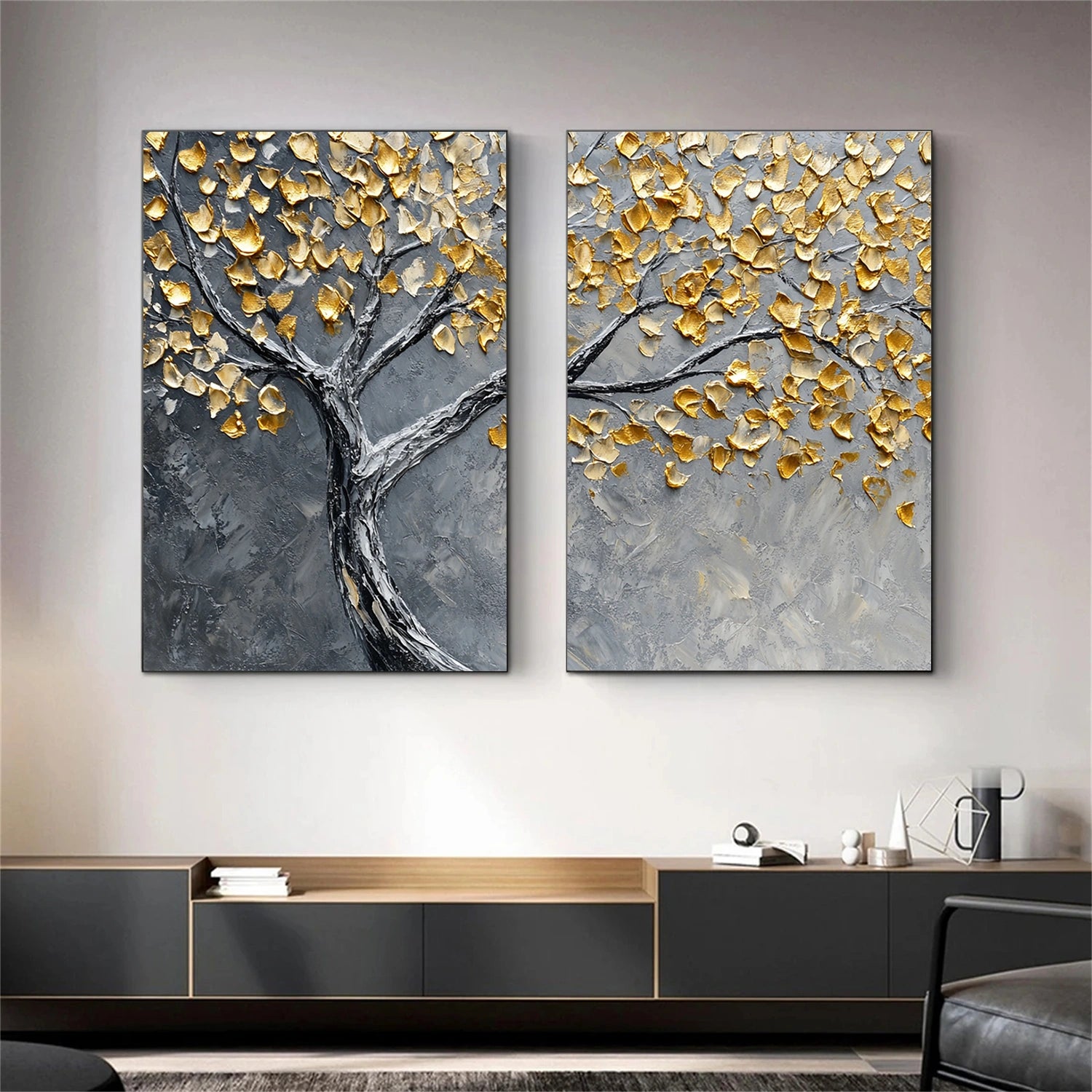 Tree Abstract Textured Wall Art Set of 2 #TP063