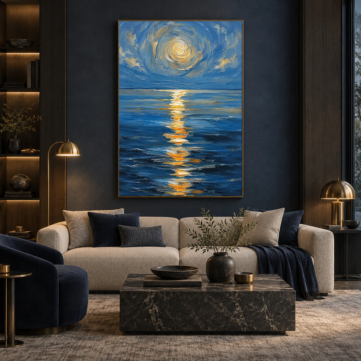 Ocean And Sky Abstract Textured Wall Art #OS218