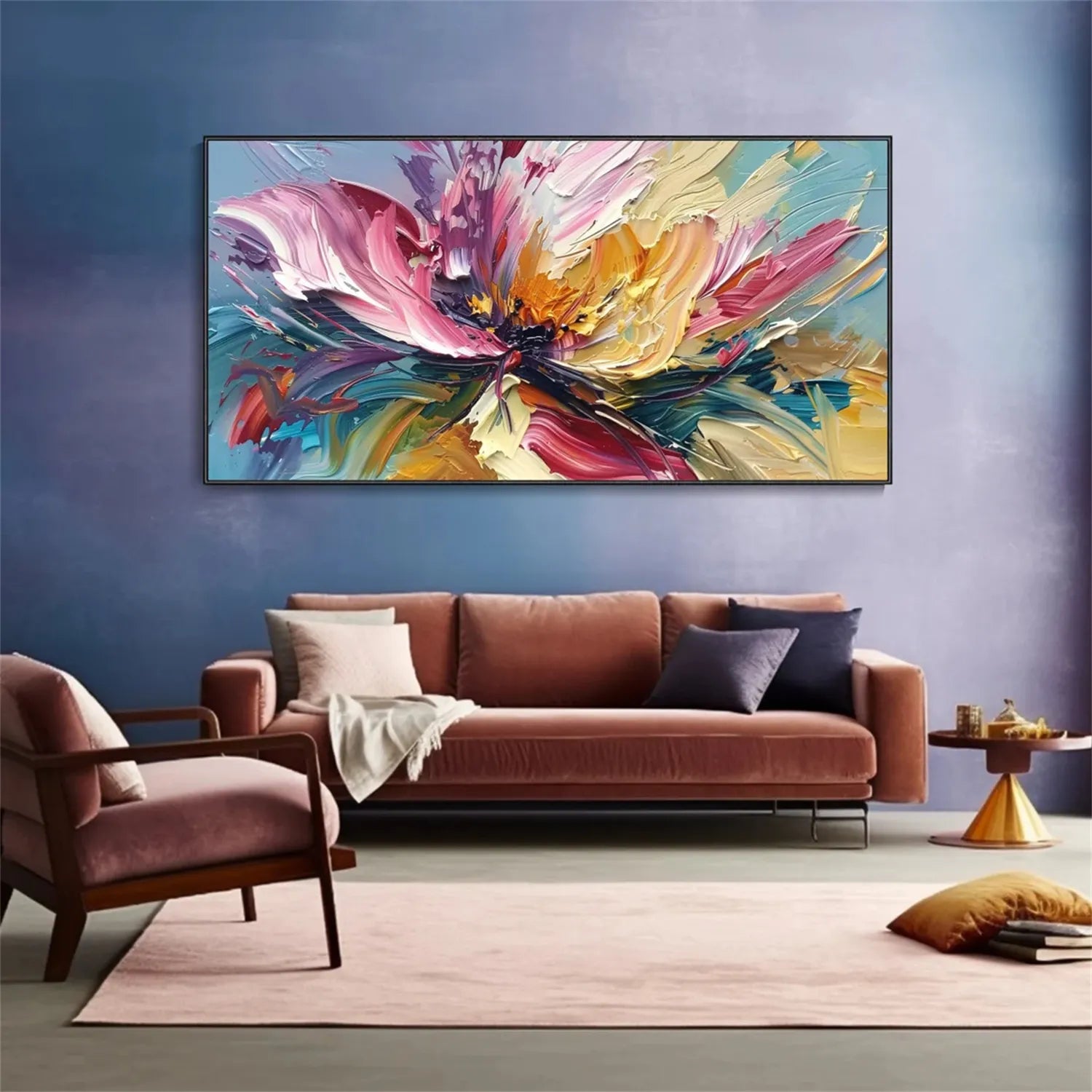 Colorful Flower Textured Painting Canvas #FP005