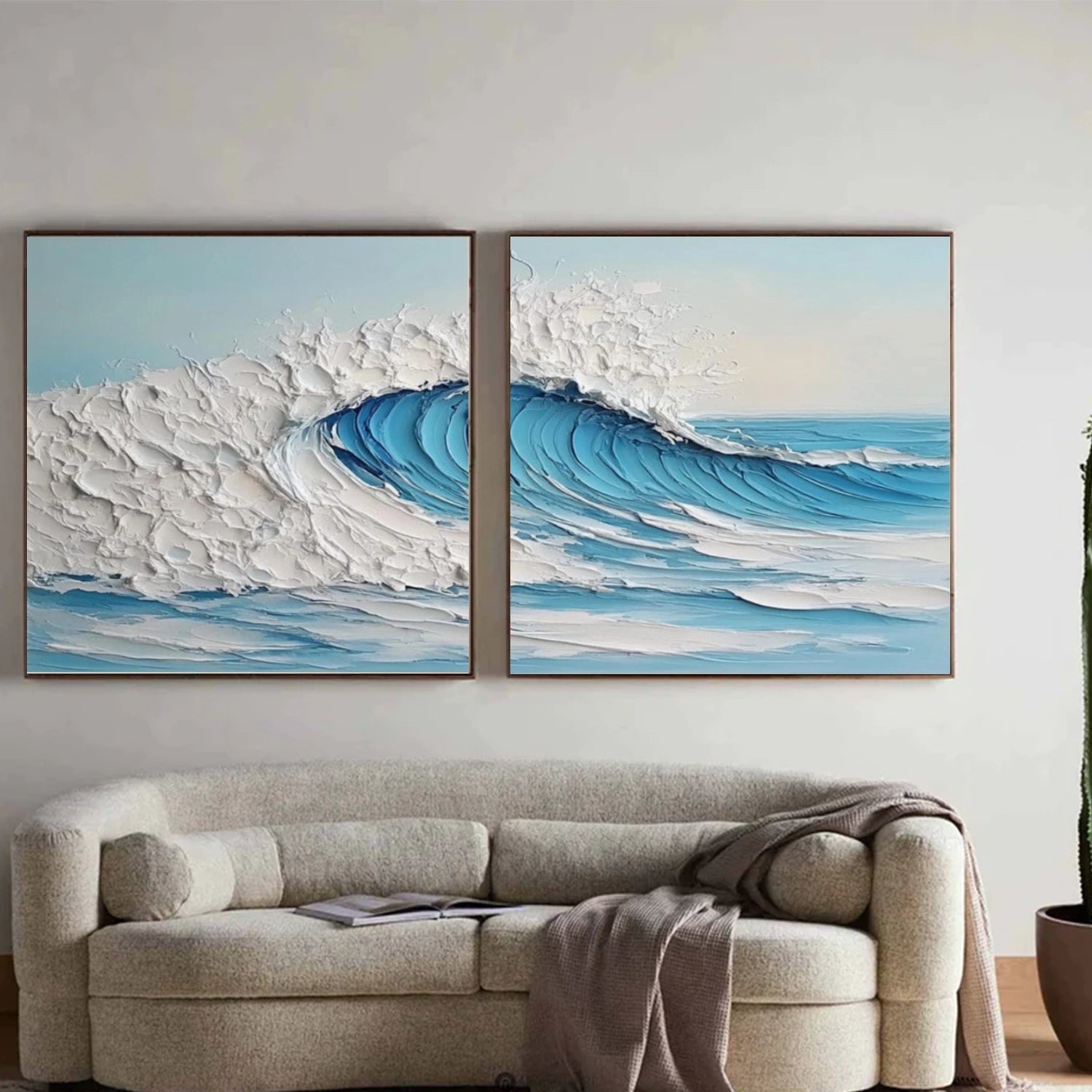 Ocean Abstract Textured Wall Art Set of 2 #OP051