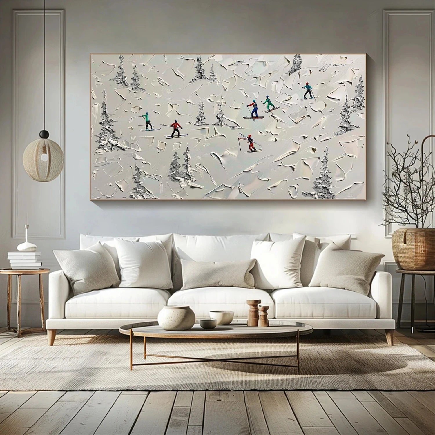 Skiing Sport Textured Wall Art #MS079