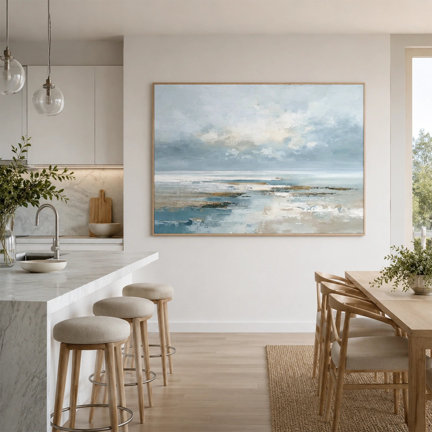 Ocean And Sky Abstract Textured Wall Art #OS183