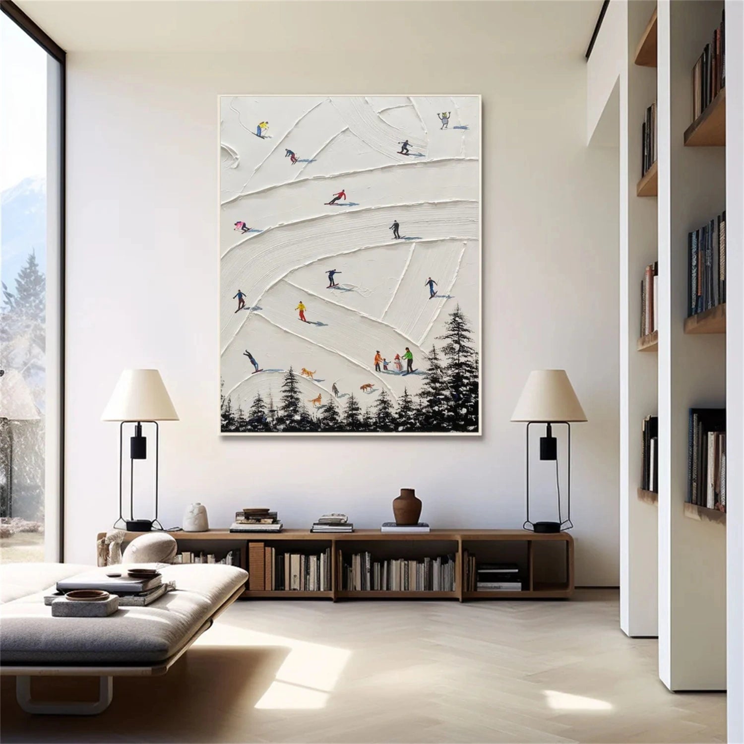 Skiing Sport Textured Wall Art #MS062