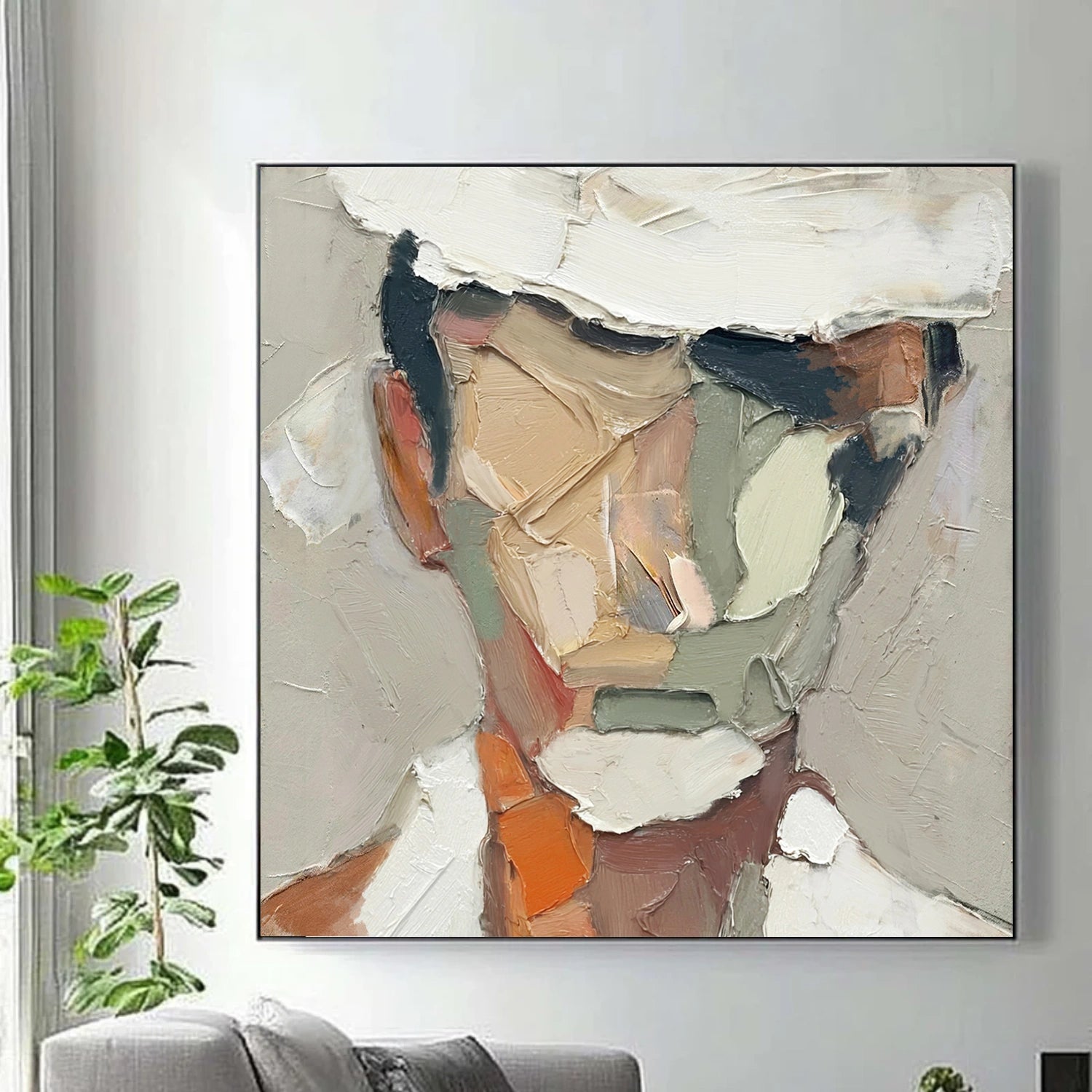 Abstract Portrait Textured Canvas Art #AE124