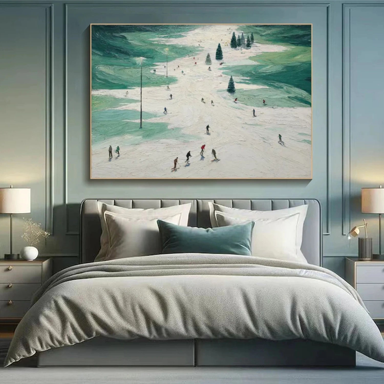 Skiing Sport Textured Wall Art #MS050