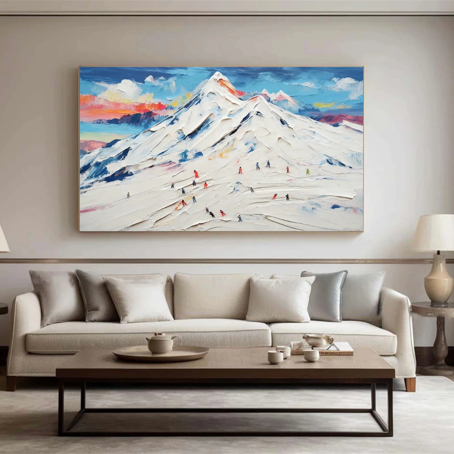 Skiing Sport Textured Wall Art #MS075