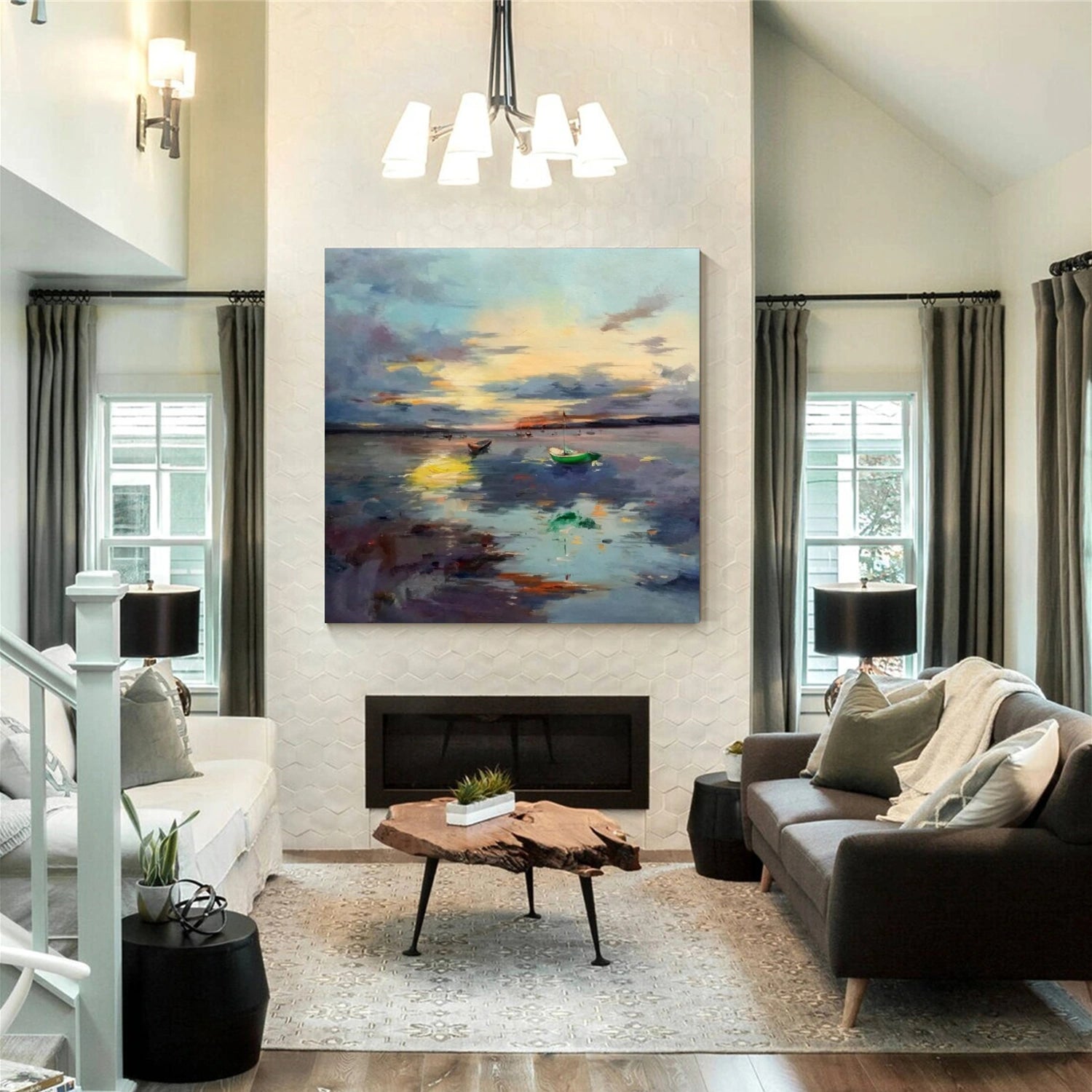 Ocean And Sky Abstract Wall Art #OS072