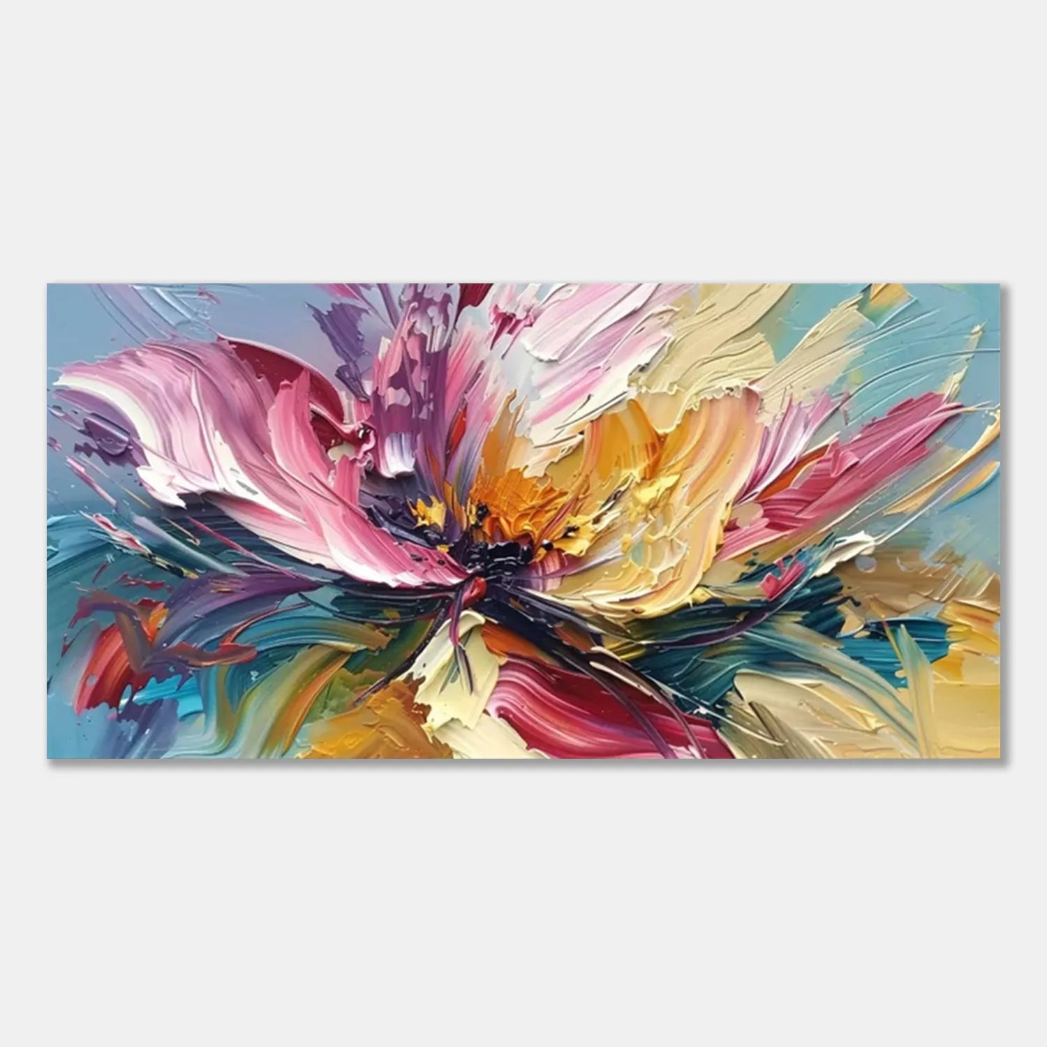 Colorful Flower Textured Painting Canvas #FP005