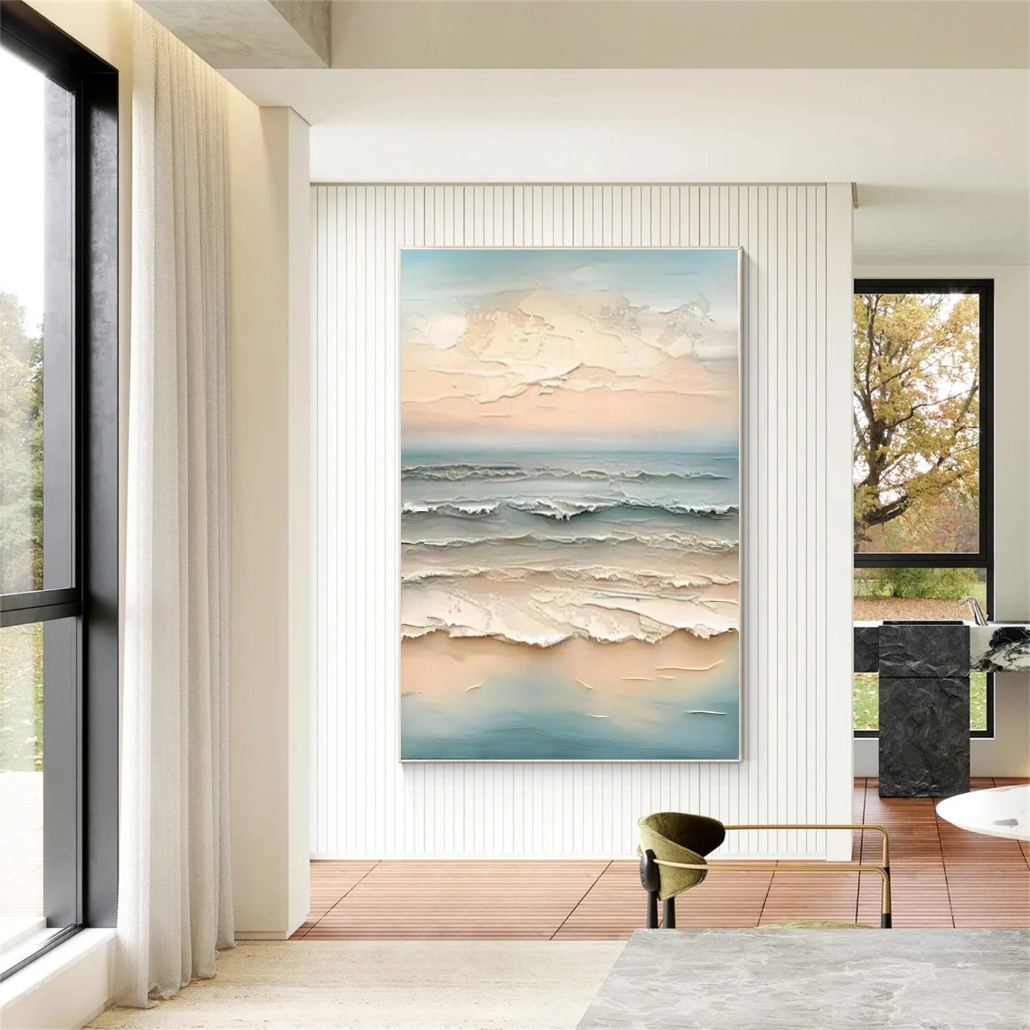 Ocean And Sky Abstract Textured  Wall Art #OS057
