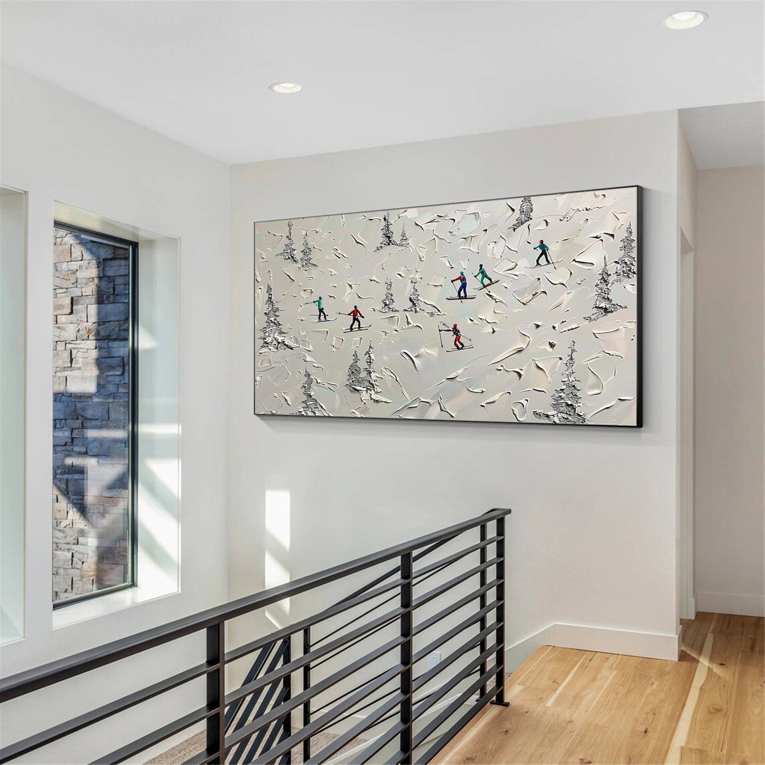 Skiing Sport Textured Wall Art #MS079