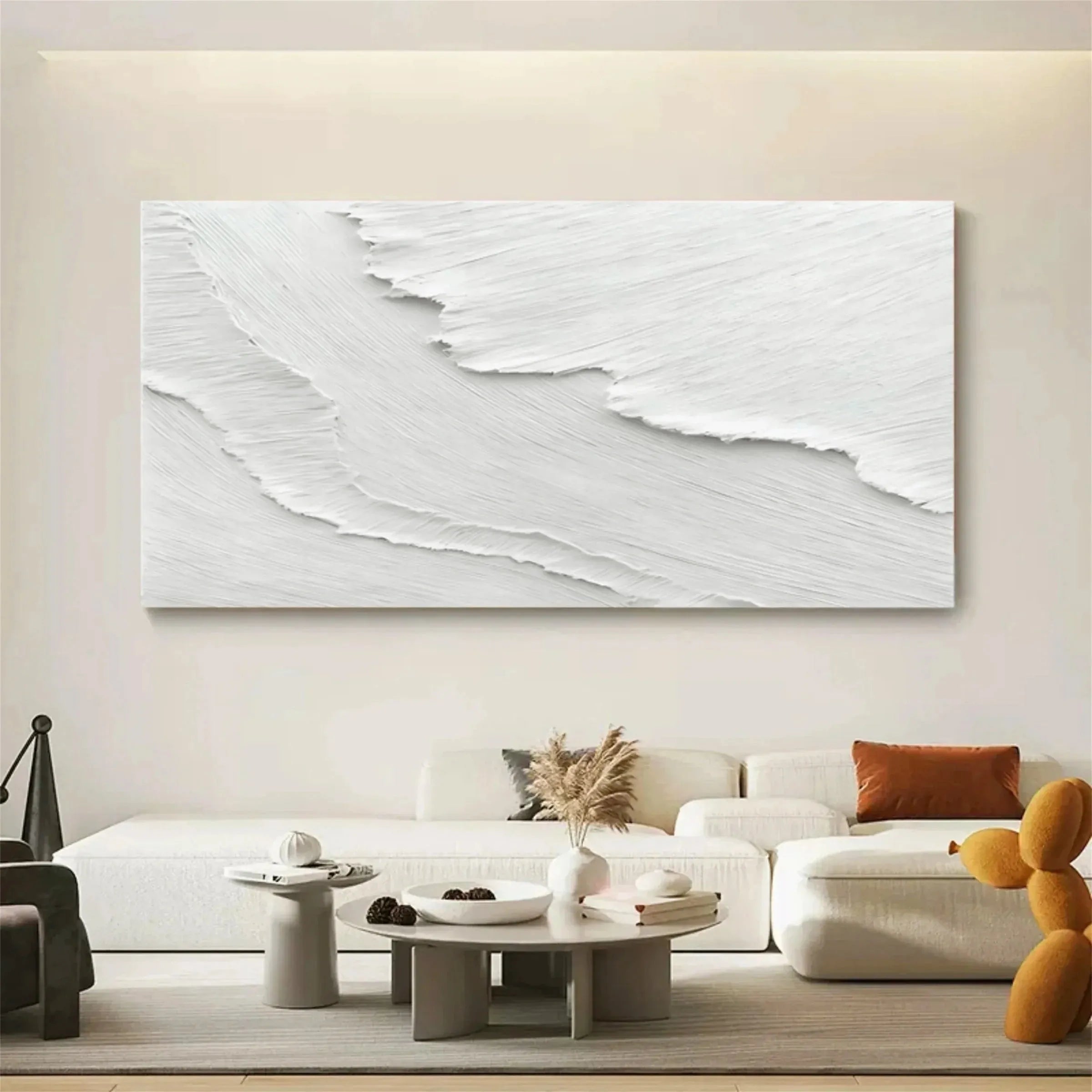 White Minimalist Textured Canvas #MT055