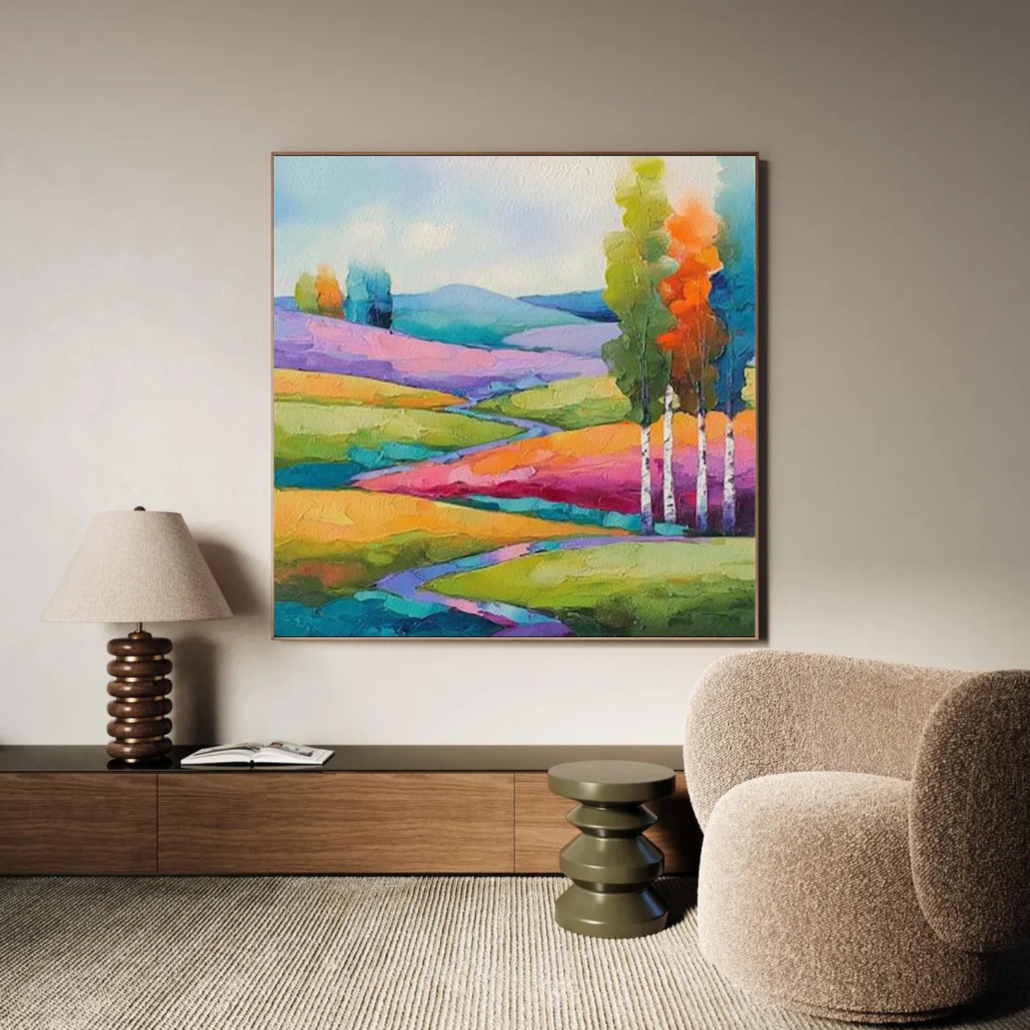 Colorful Abstract Mountain Canvas Art #MO043