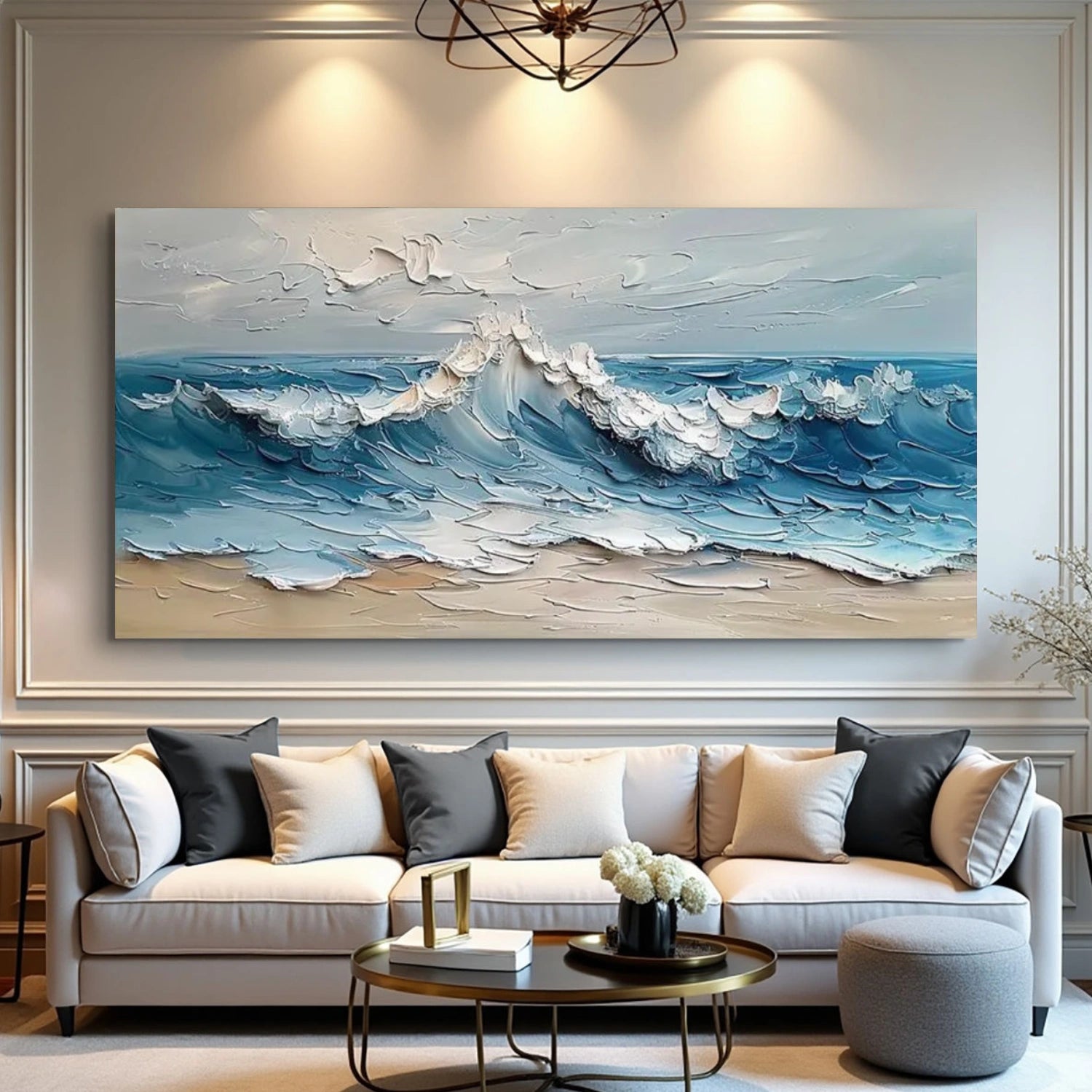 Ocean And Sky Abstract Textured Wall Art #OS074