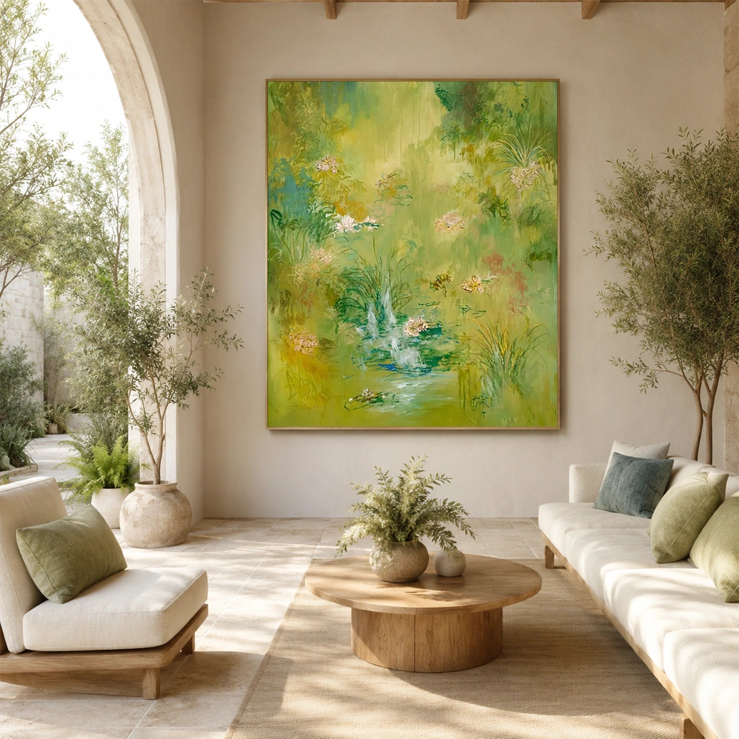 Green Flower Abstract Wall Art #FP208