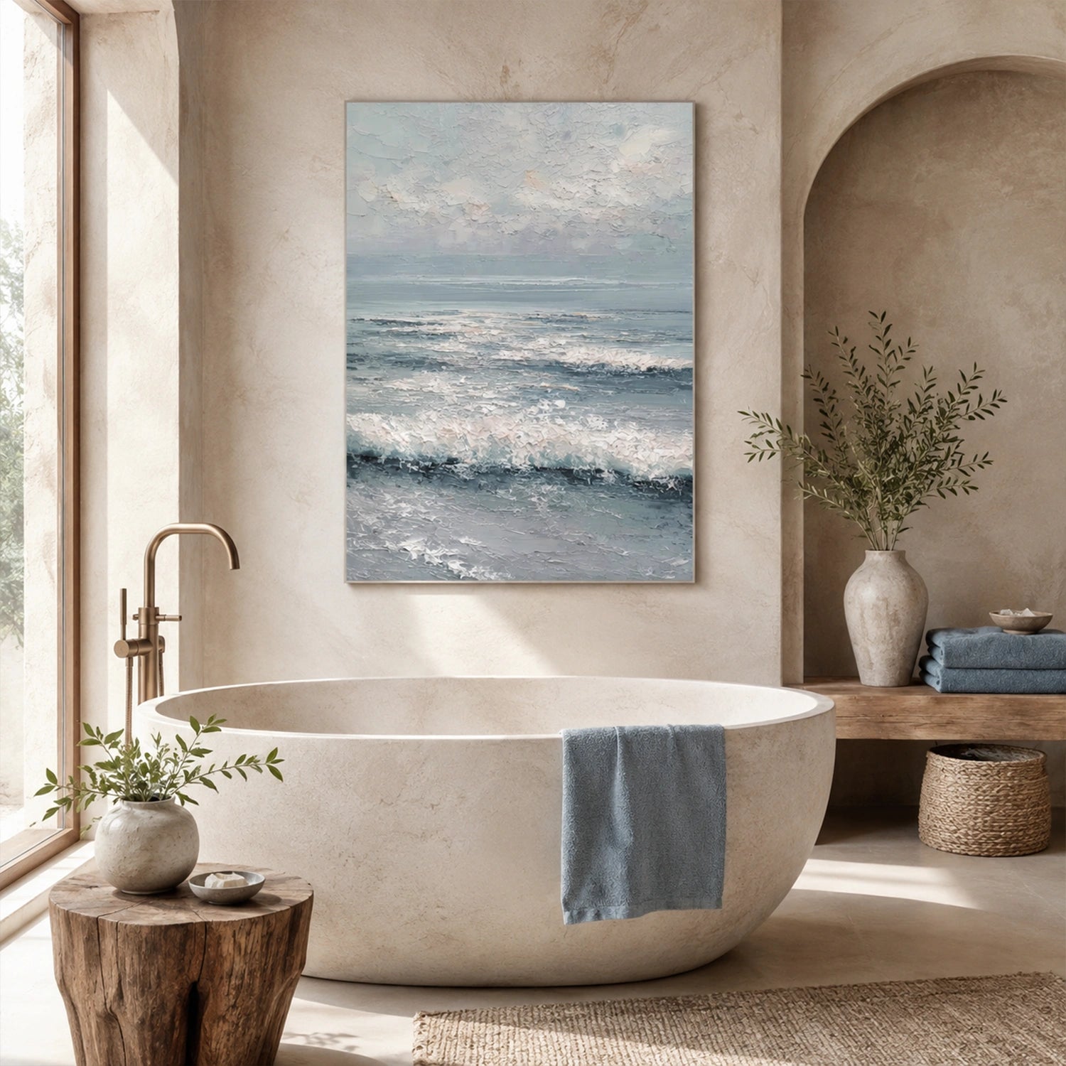 Ocean And Sky Abstract Textured Wall Art #OS193