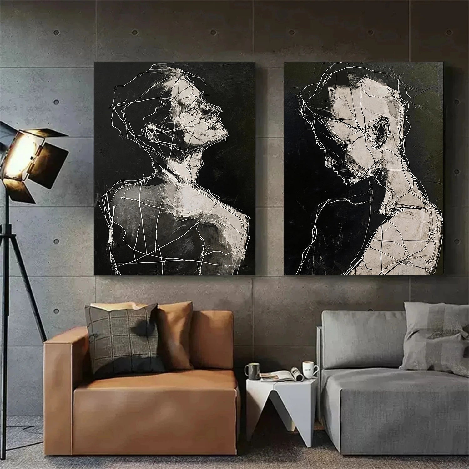 Abstract Portrait Canvas Art Set of 2#AE115
