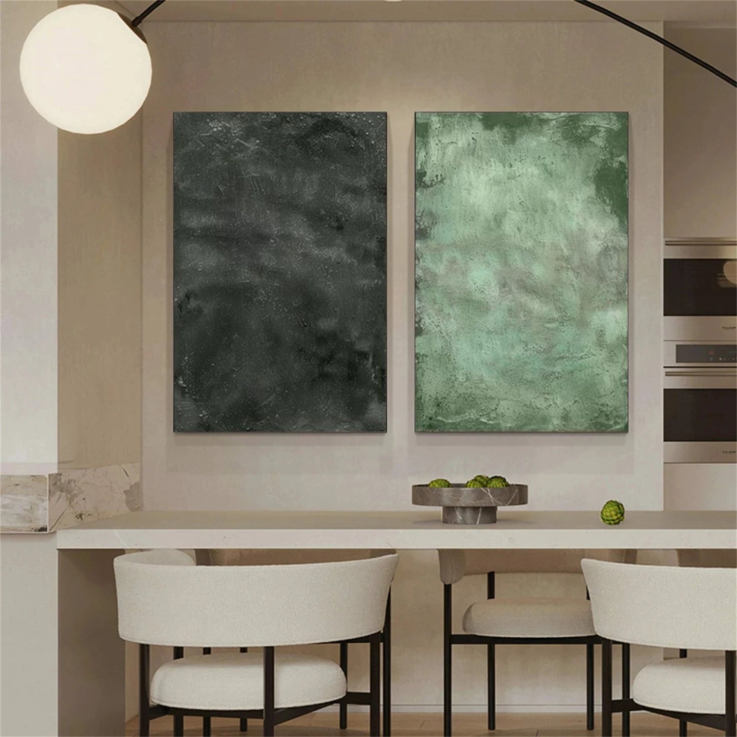 Green Wabi Sabi Canvas Art Set of 2 #WS115