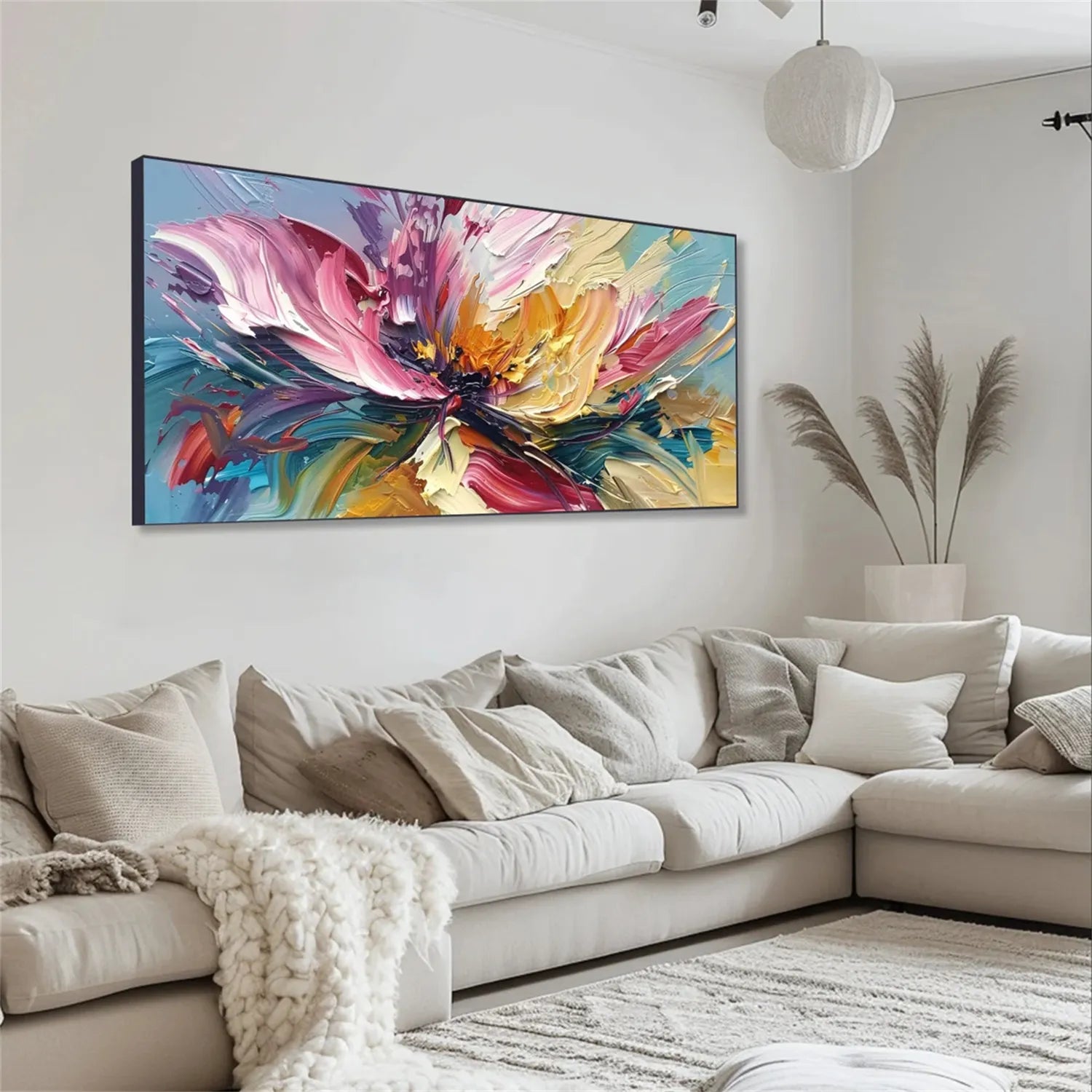 Colorful Flower Textured Painting Canvas #FP005