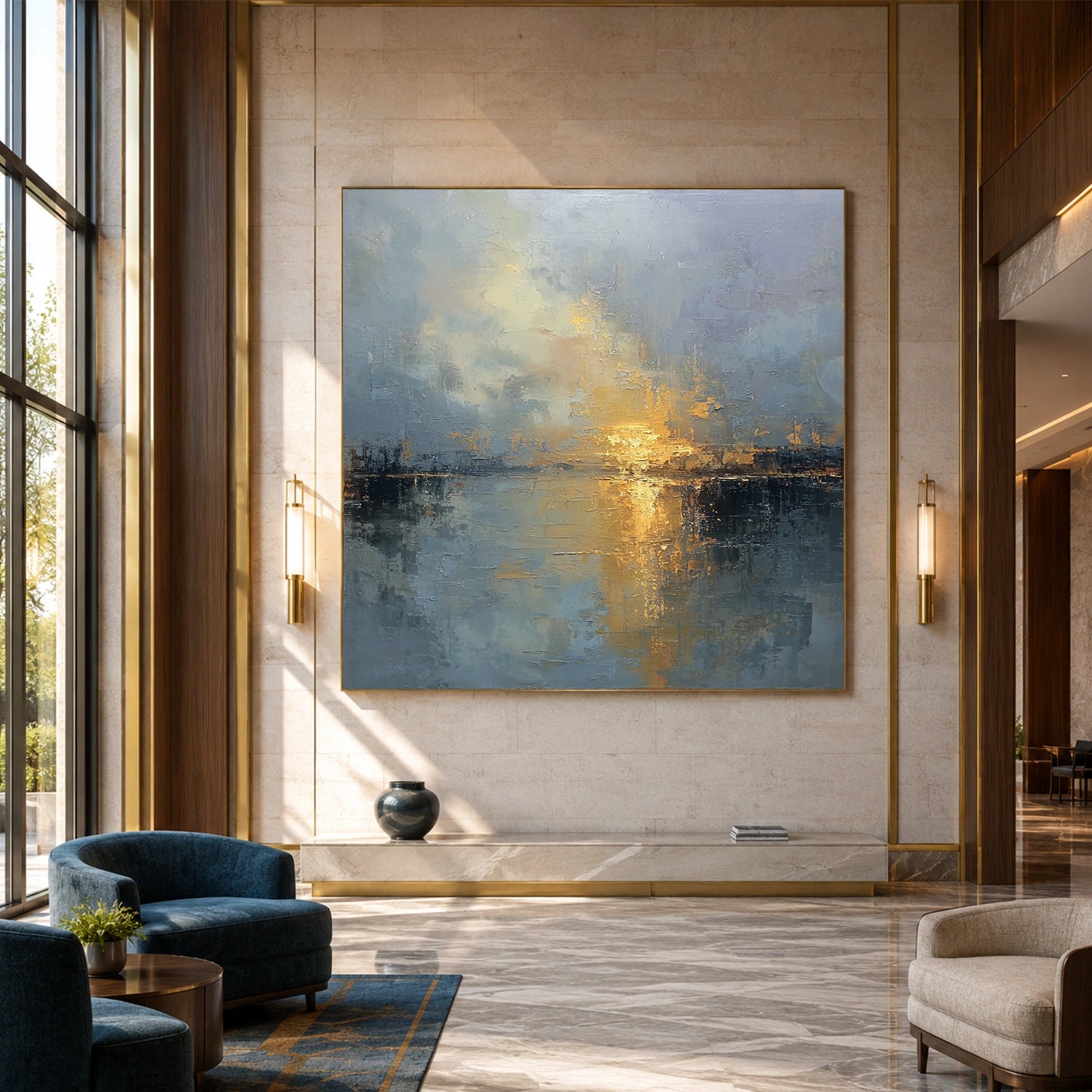Ocean And Sky Abstract Textured Wall Art #OS177