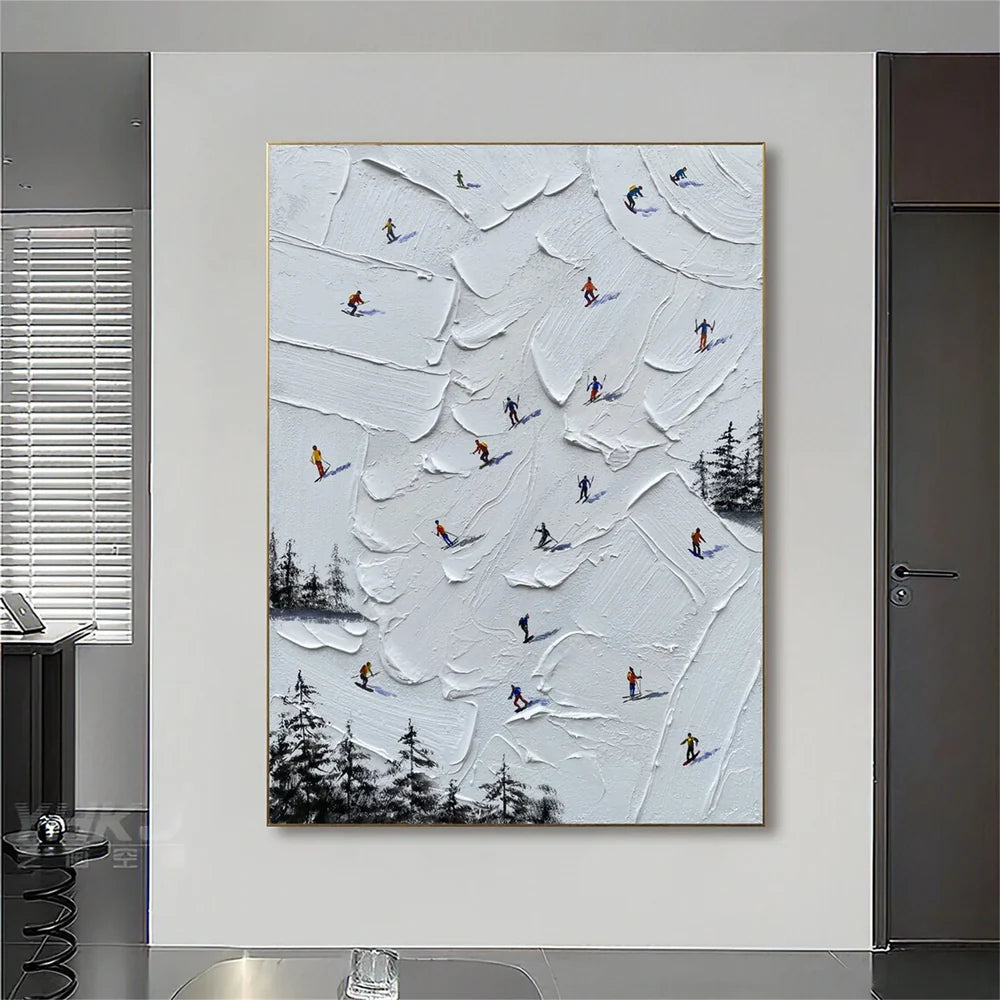 Skiing Sport Textured Wall Art #MS018