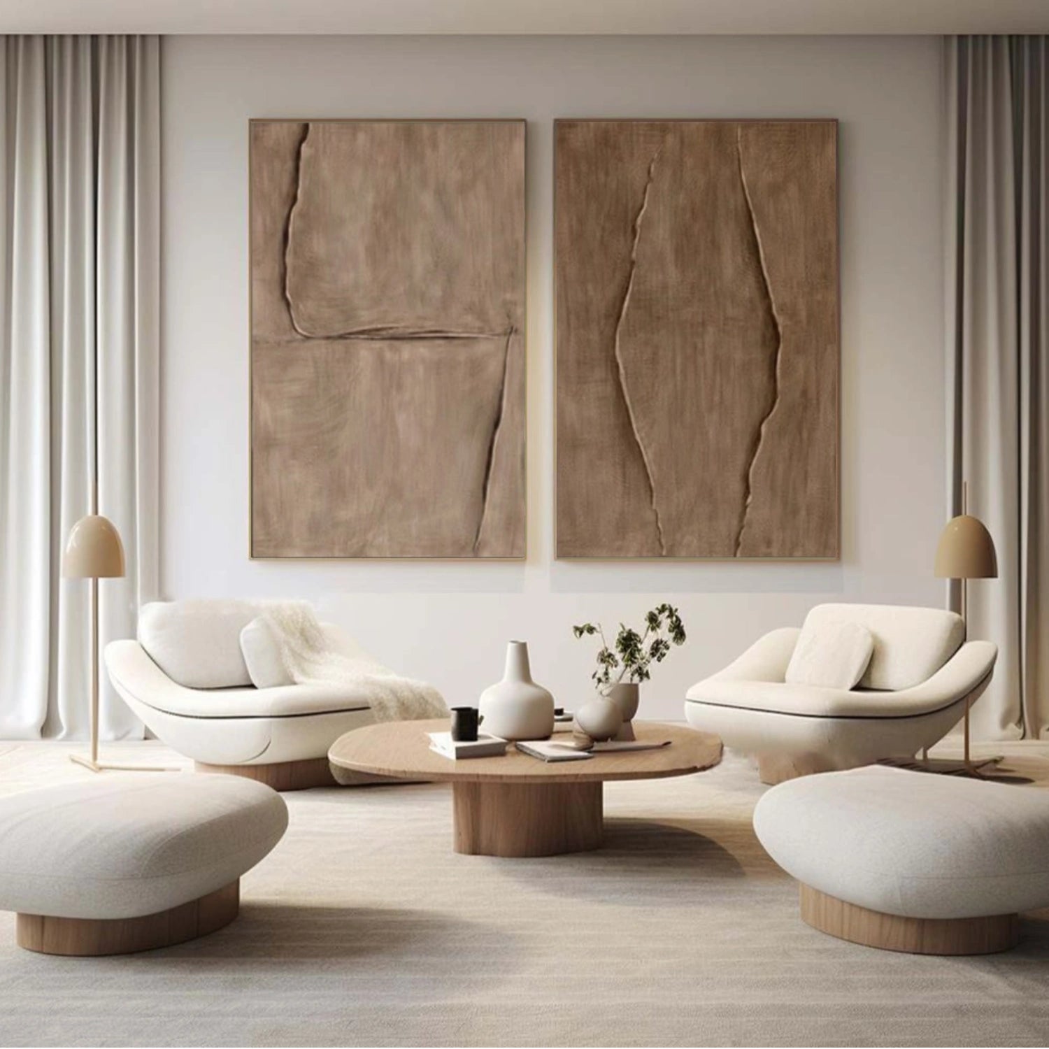 Brown Minimalist Textured Canvas Art Set of 2 #MT198