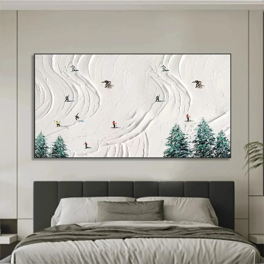 Skiing Sport Textured Wall Art #MS025