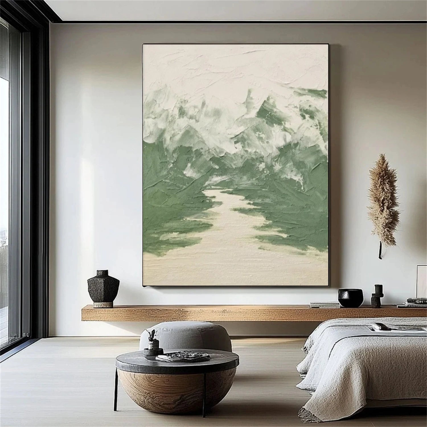 Green Abstract Mountain Canvas Art #MO026