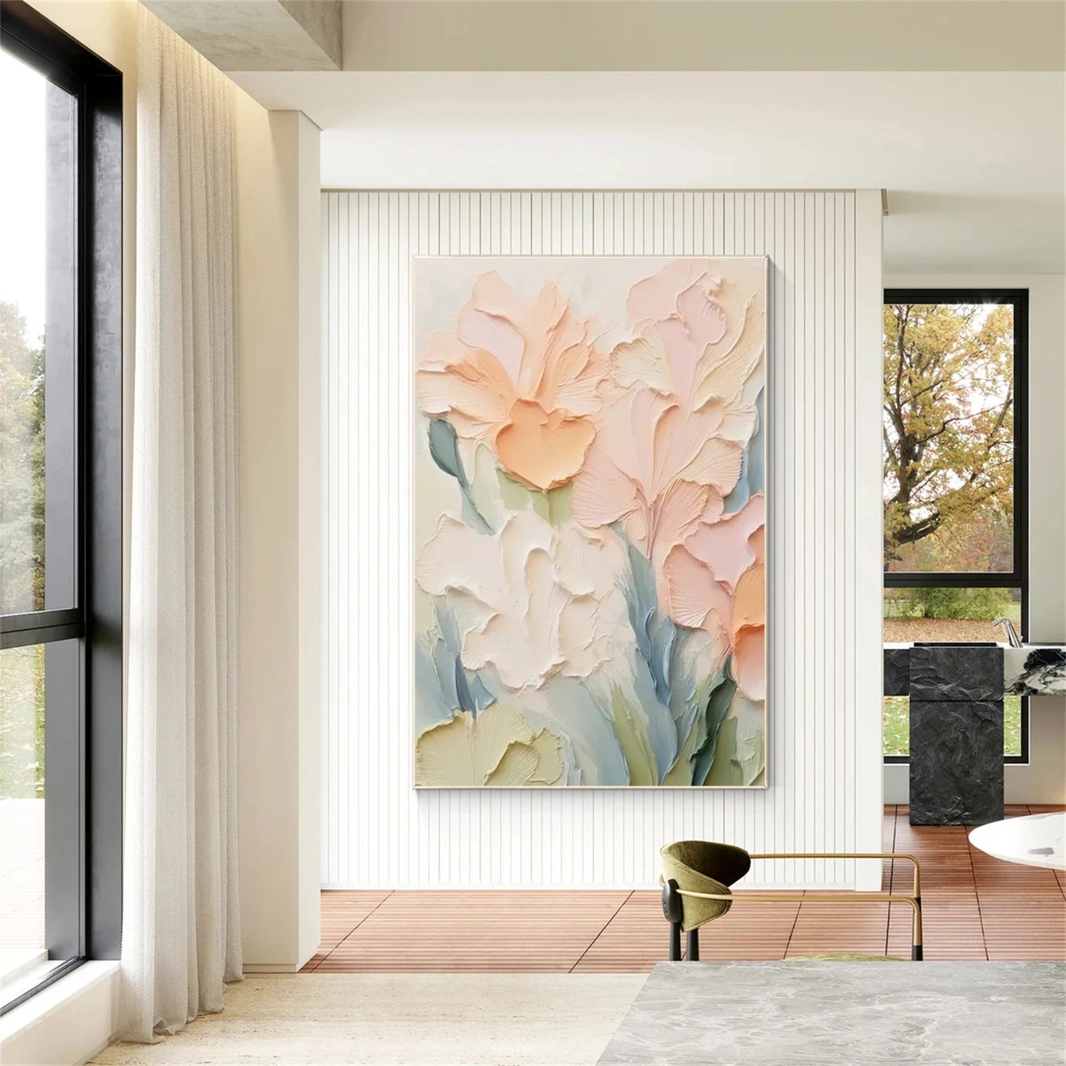 Colorful Flower Textured Painting Canvas #FP037