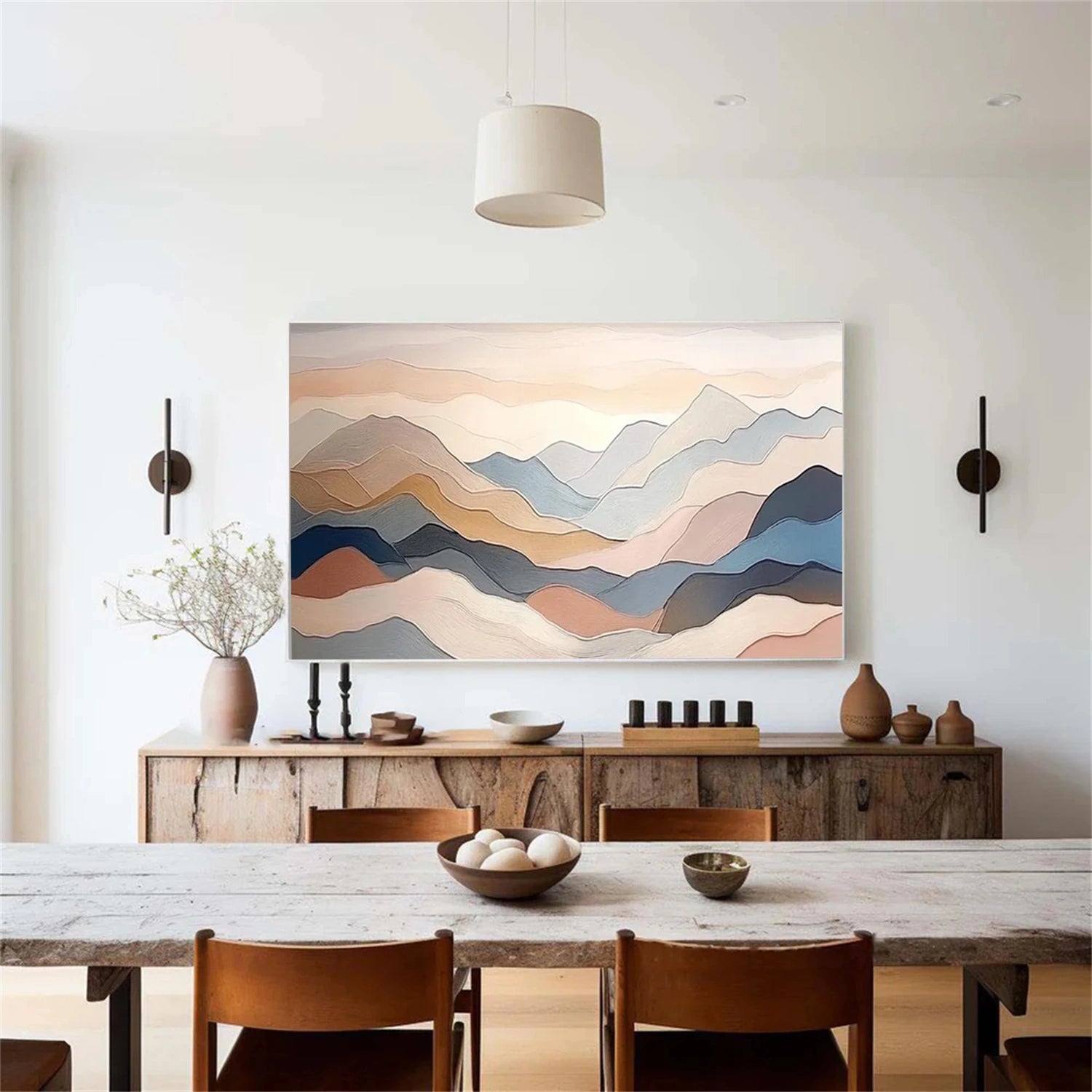 Abstract Mountain Textured Canvas Art #MO046