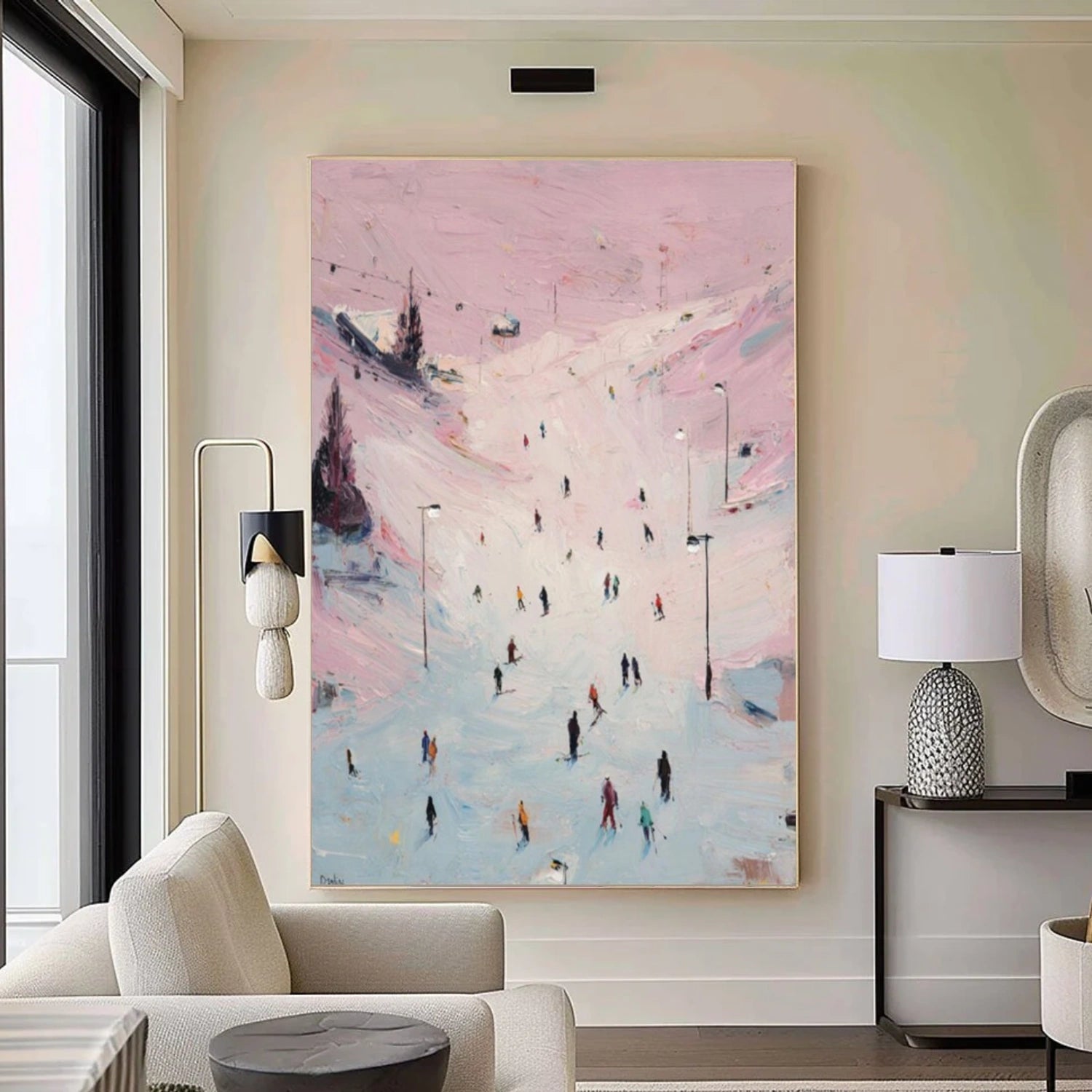 Skiing Sport Textured Wall Art #MS043