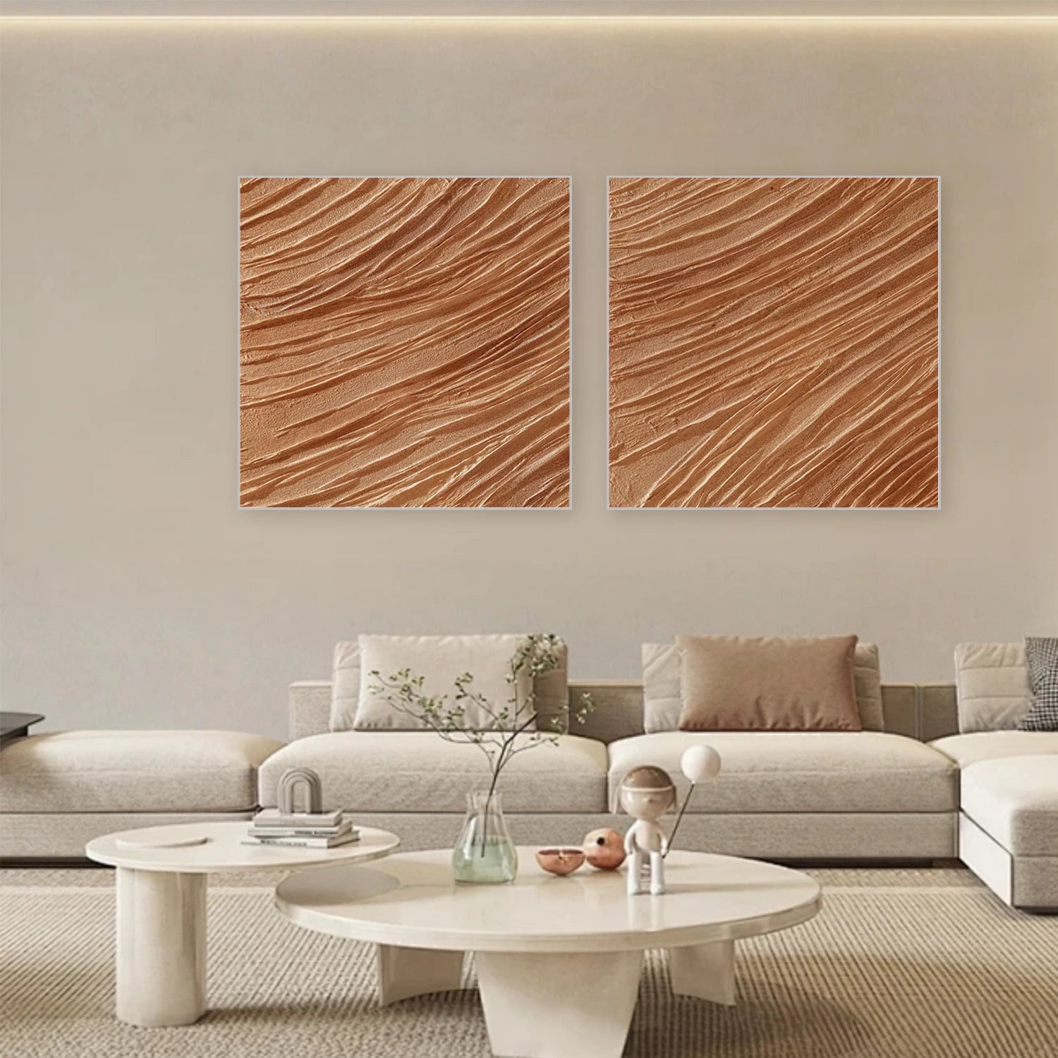 Brown Minimalist Textured Canvas Art Set of 2 #MT122