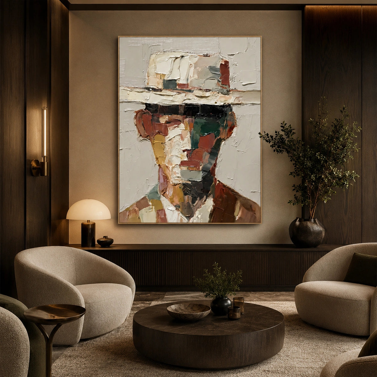 Abstract Portrait Textured Canvas Art #AE159