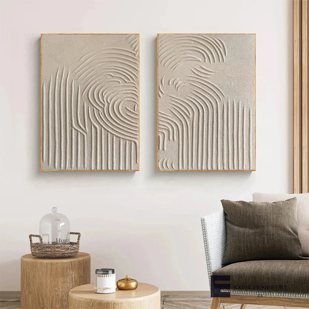 Beige Wabi Sabi Texture Canvas Art Set of 2 #WS041