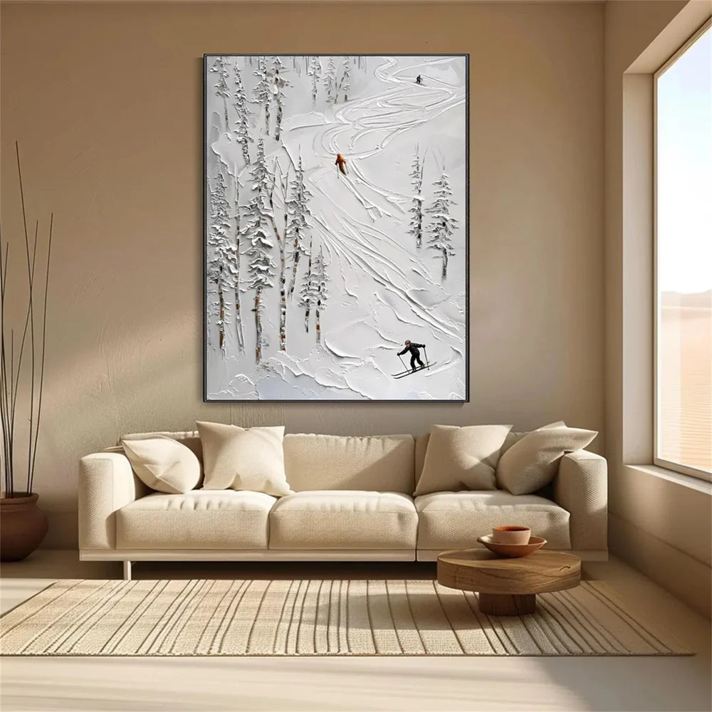 Skiing Sport Textured Wall Art #MS039