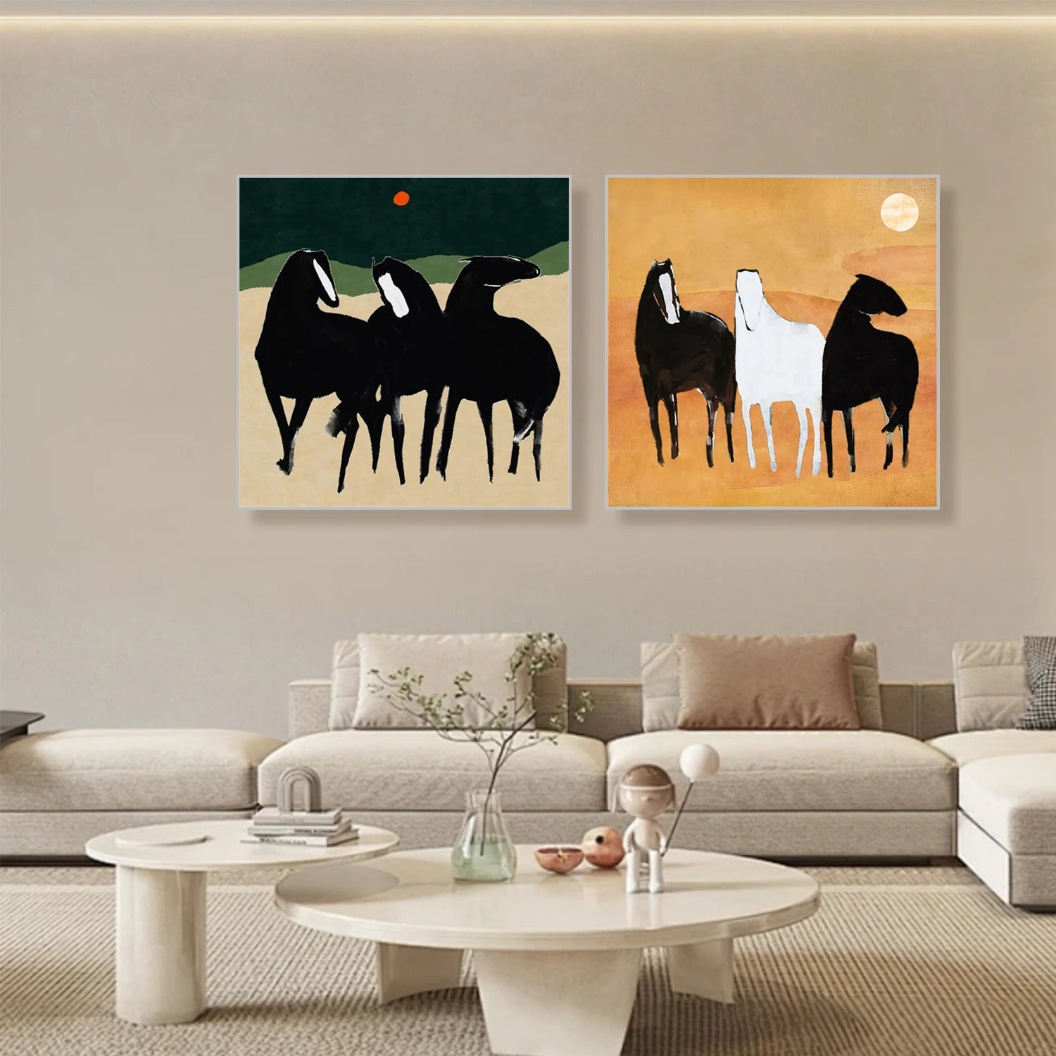 Abstract Animal Horse Wall Art Set of 2 #AC051