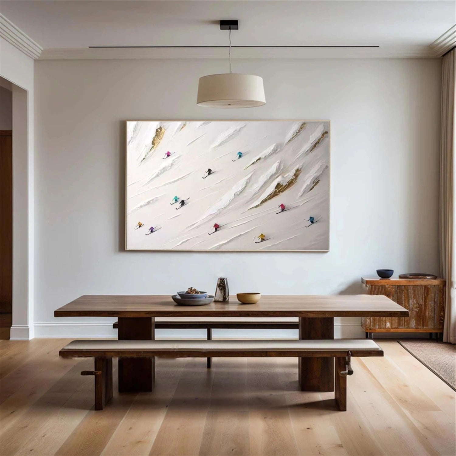 Skiing Sport Textured Wall Art #MS051