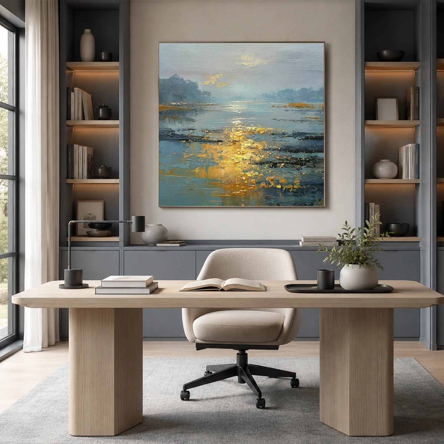 Ocean And Sky Abstract Textured Wall Art #OS180