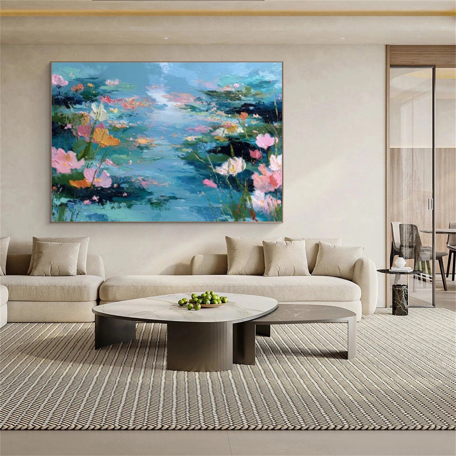 Flower And Tree Textured Painting Canvas #FT009