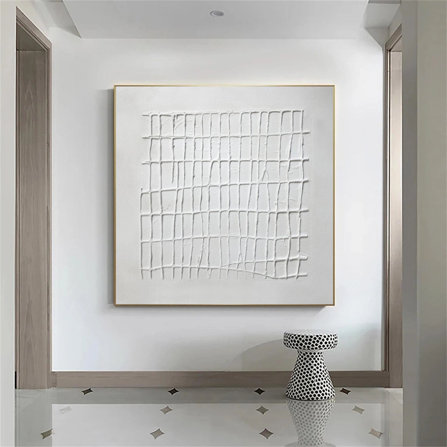 White Minimalist Textured Canvas Art #MT140