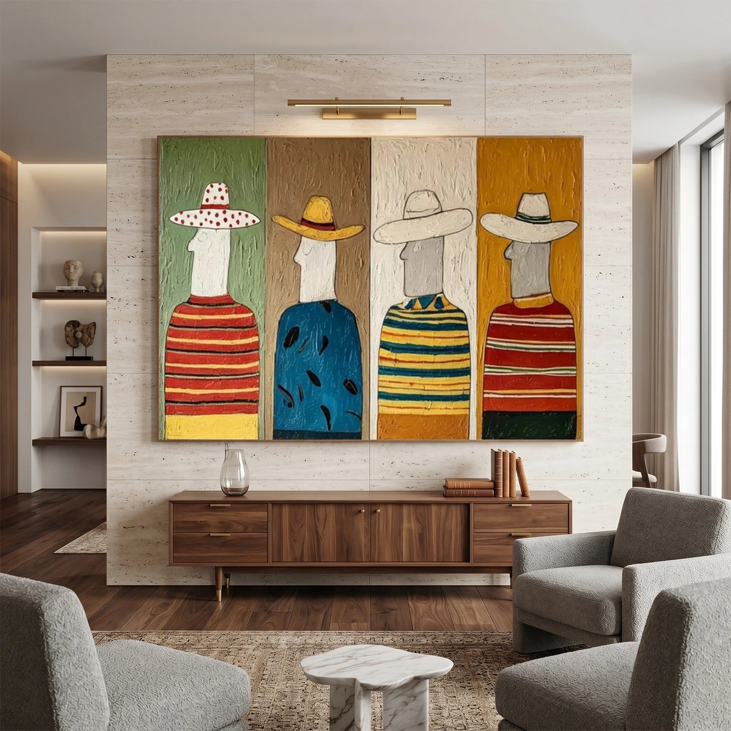 Abstract Portrait Textured Canvas Art #AE152