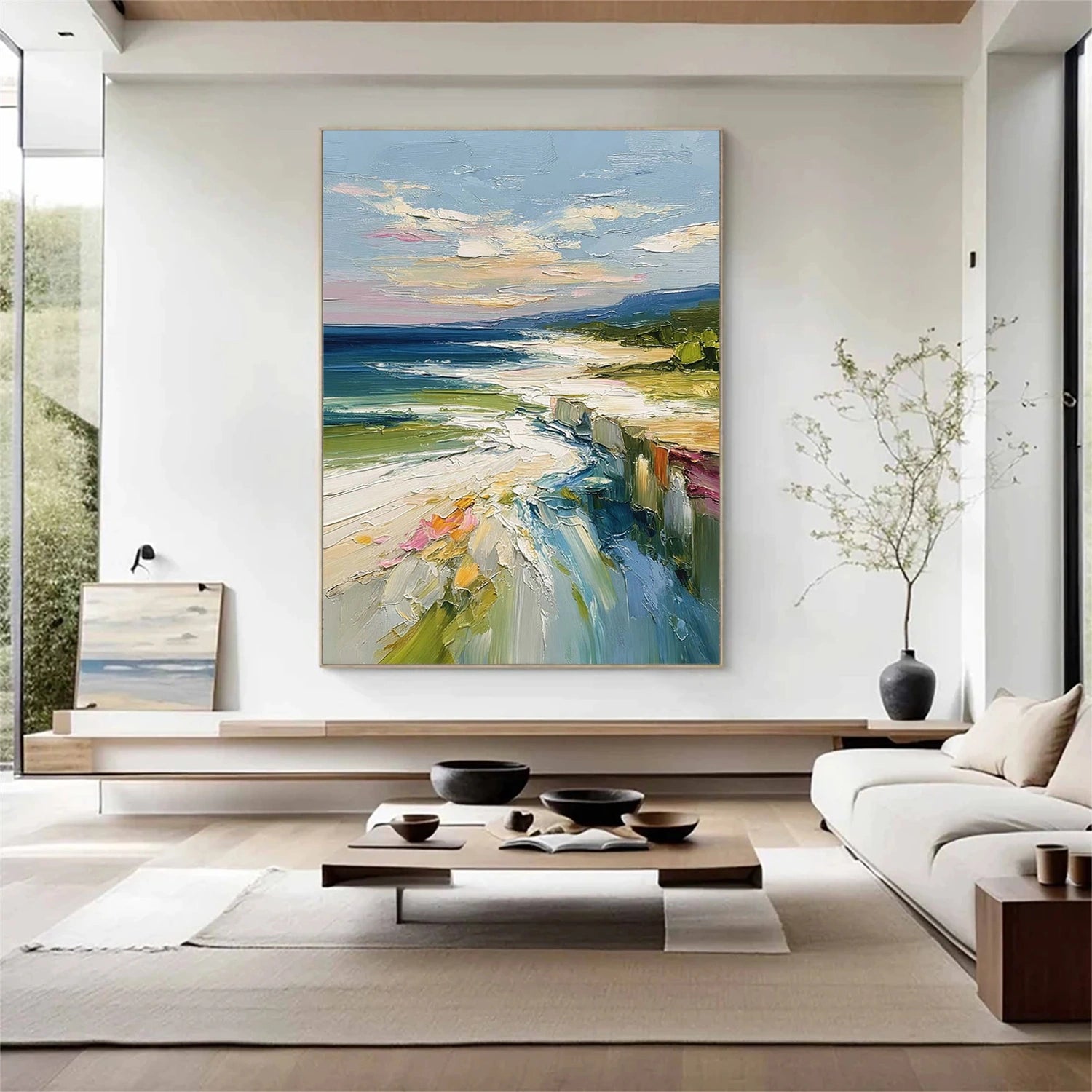 Ocean And Sky Abstract Textured Wall Art #OS148