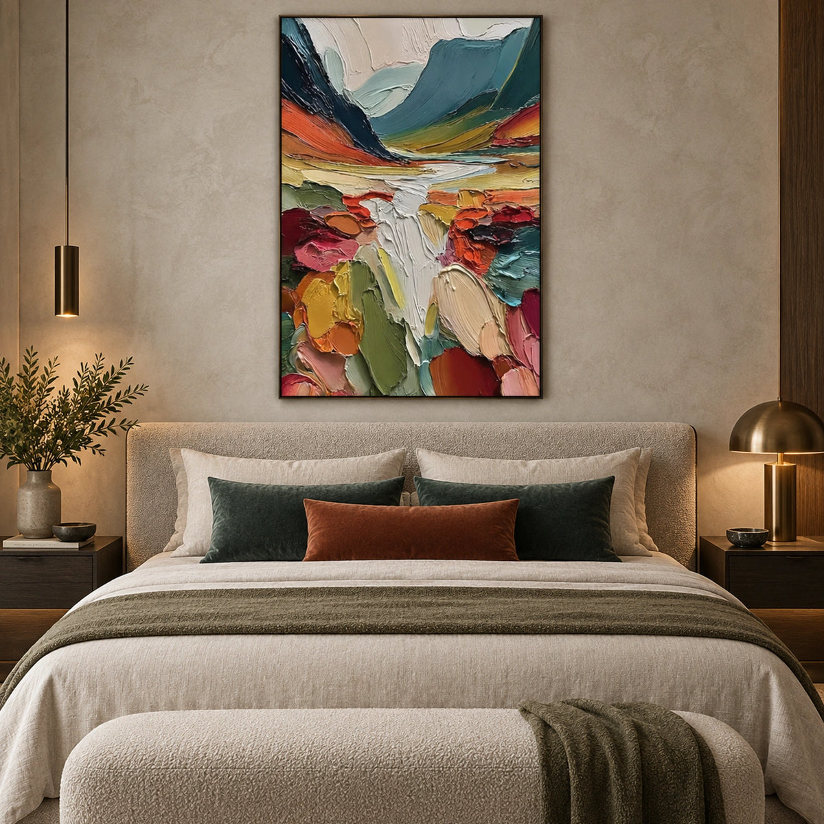 Colorful Abstract Mountain Textured Canvas Art #MO075