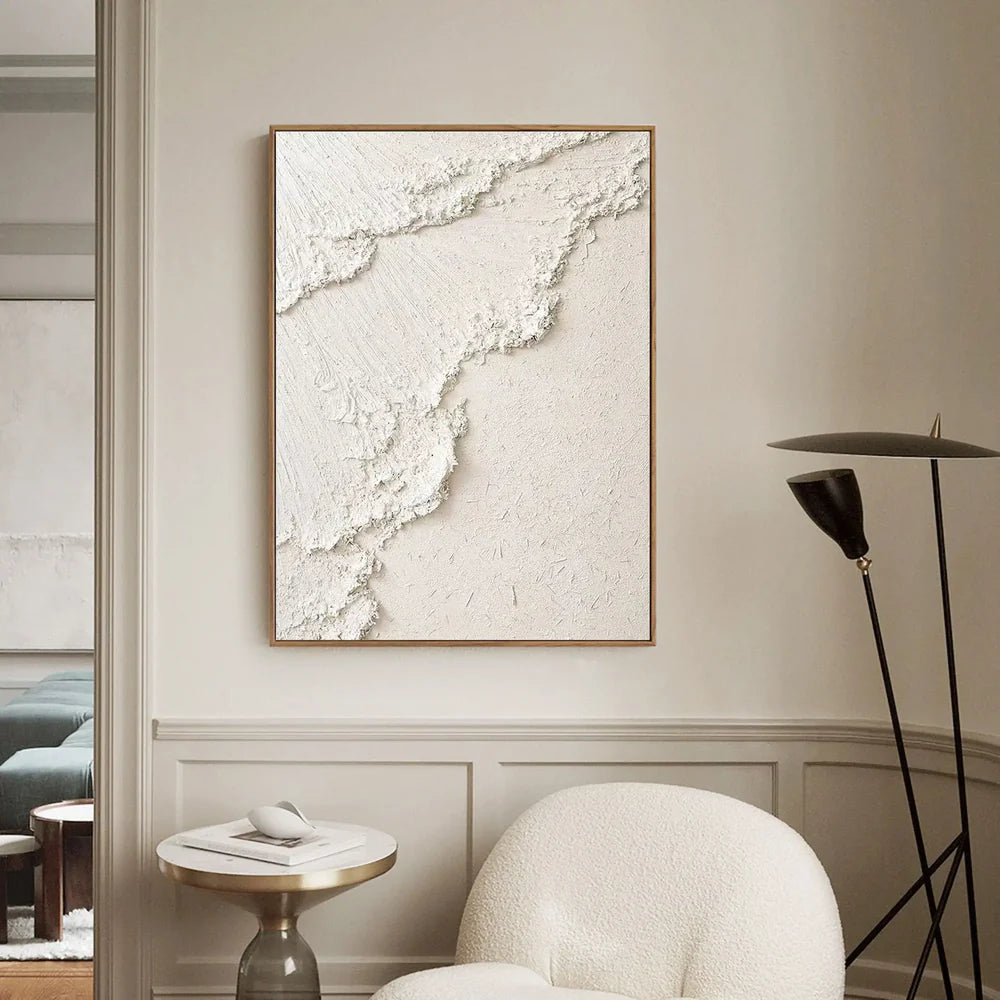 White Minimalist Textured Canvas #MT070